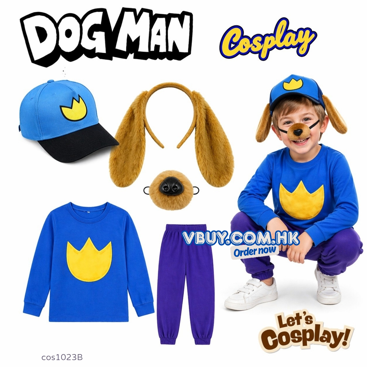 Dog man Cosplay 兒童角色扮演服裝<升級版> 小朋友萬聖節服裝 表演服裝 套裝連帽耳鼻配件