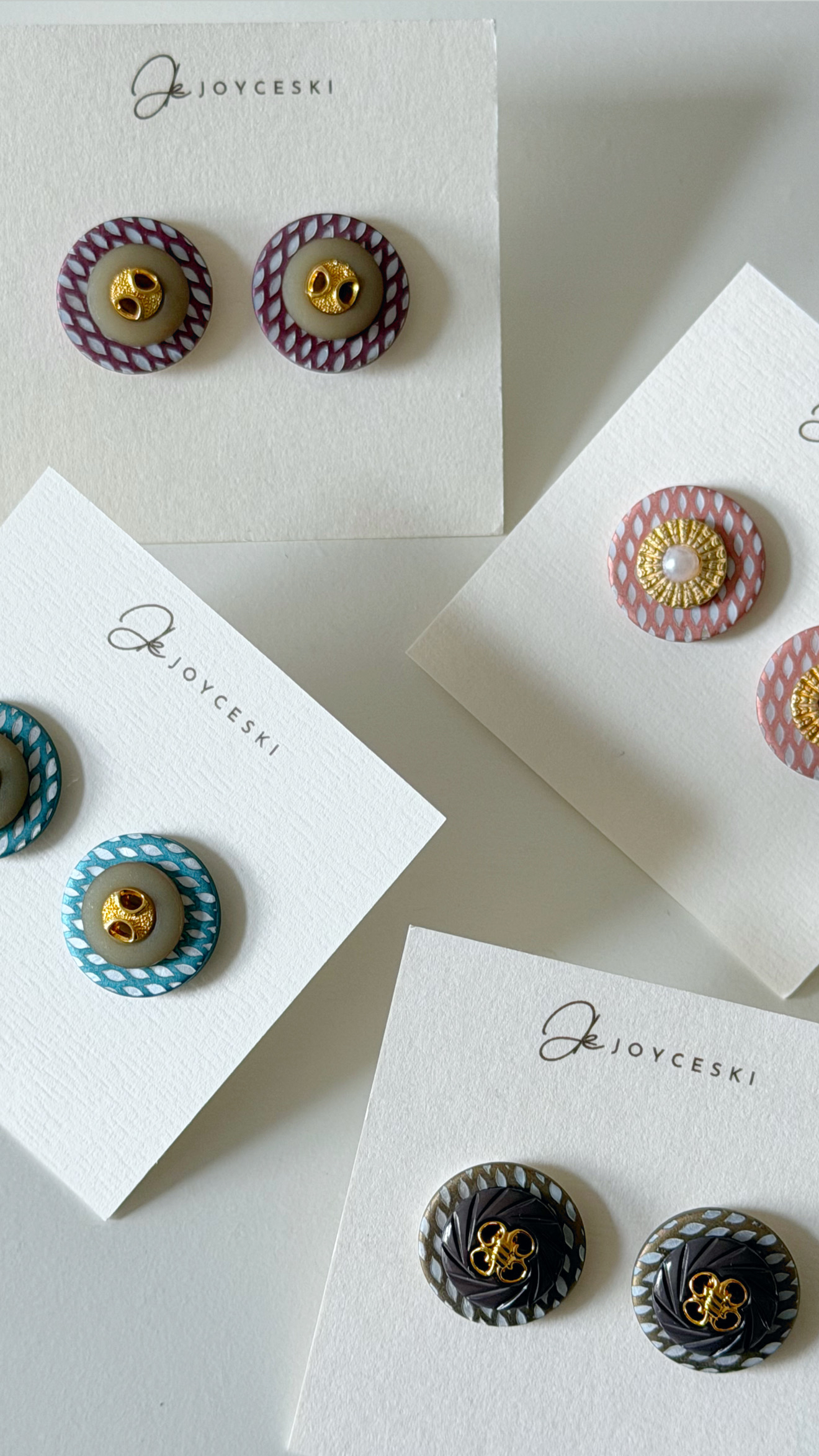 英國Metallic貝殼壓花立體耳環/Metallic Purple