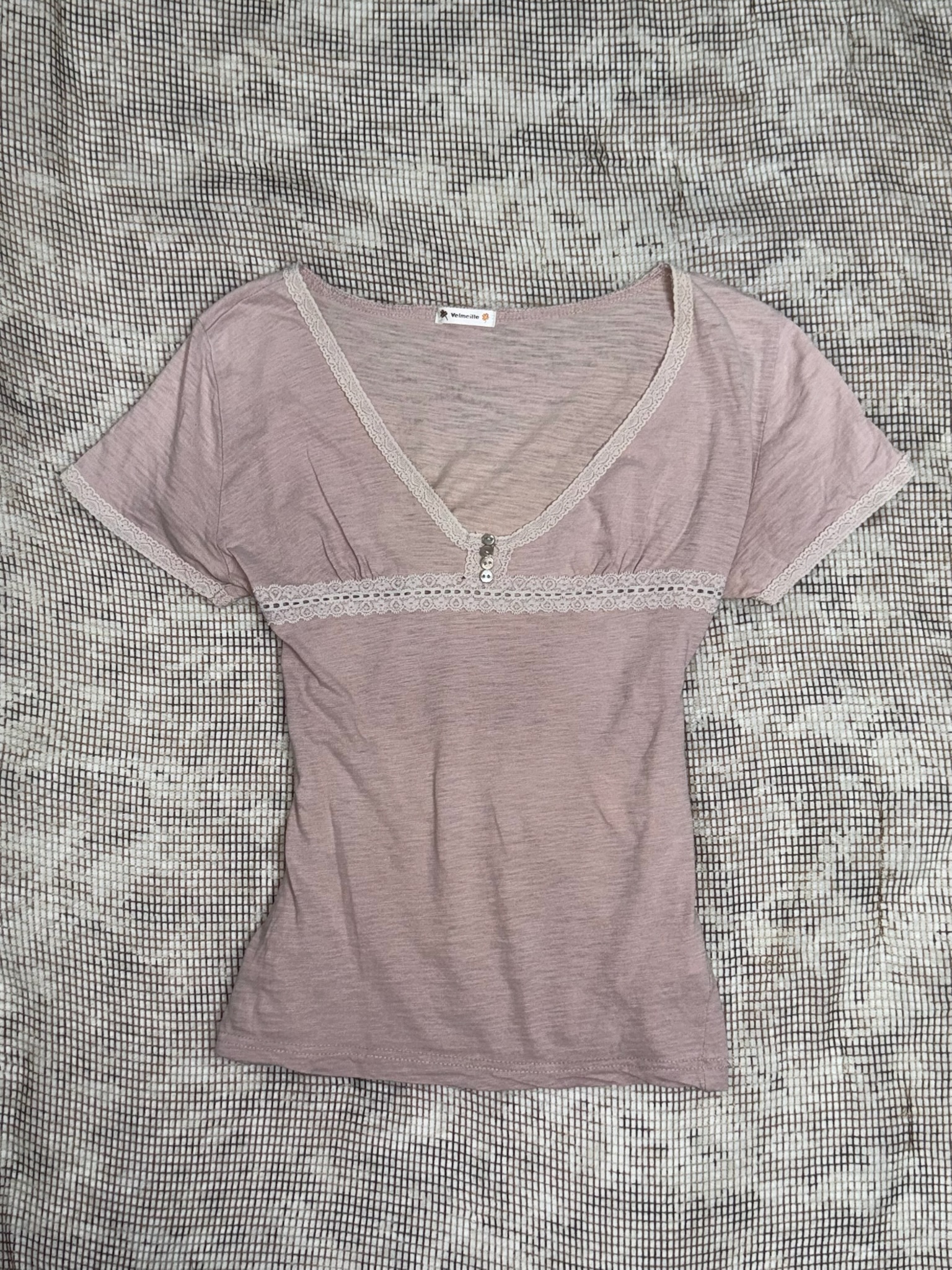 Coquette Dusty Pink Lace Crochet Blouse