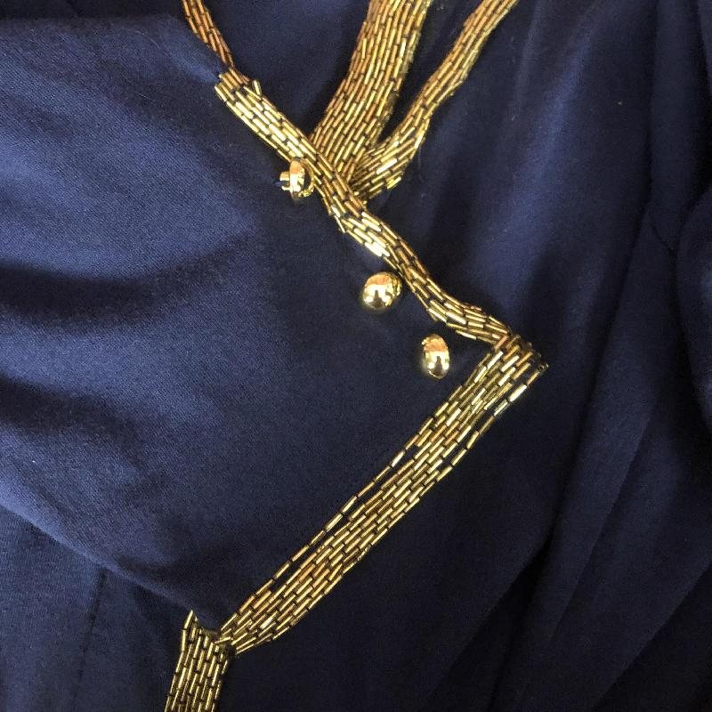 C.a. 1980s-90s Made in Hong Kong Midnight x Golden Tube Beadwork - Vest Top and Outer (MT485)