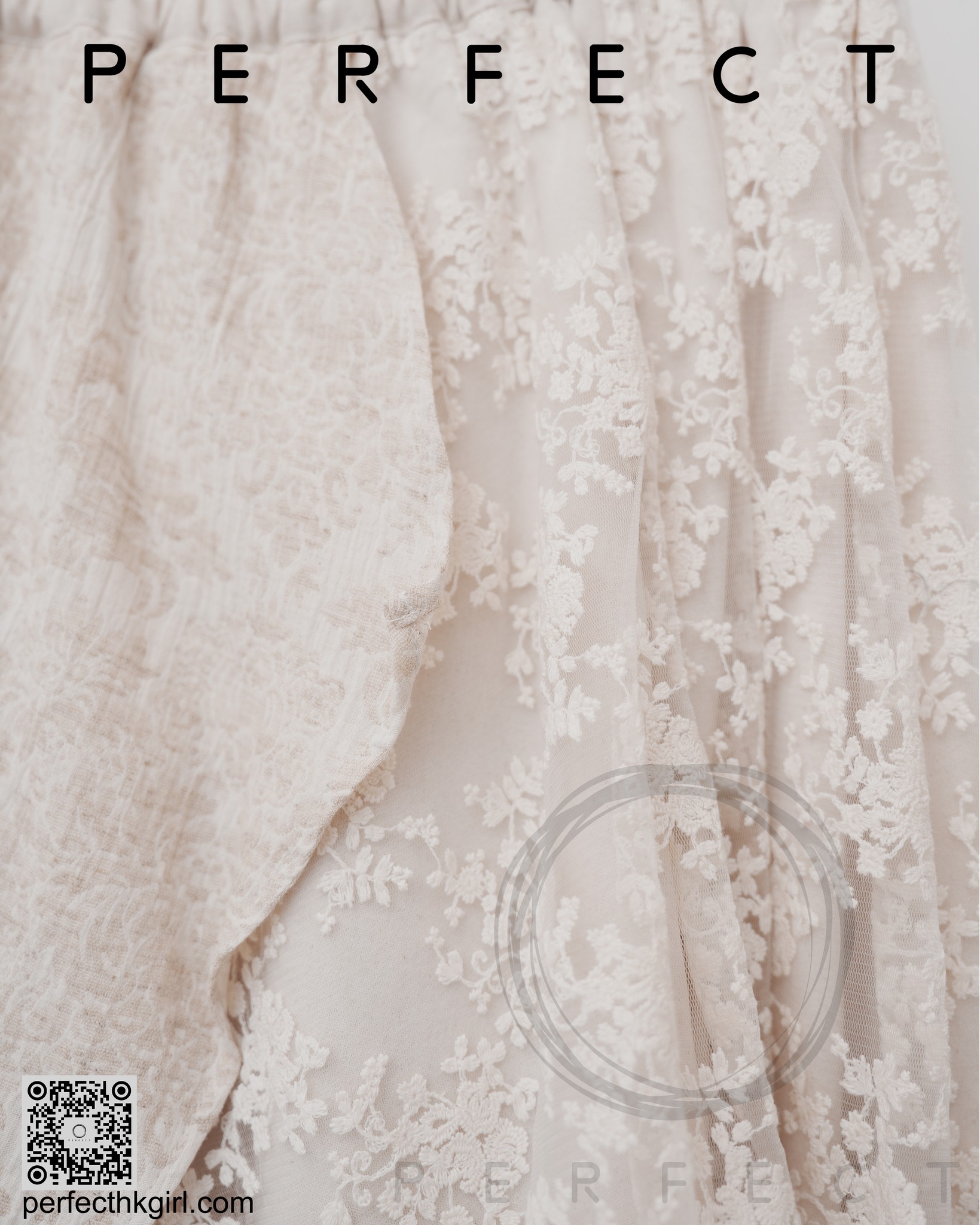 S0015_A字棉麻拼文青喱士拼佈裙（百搭米色）