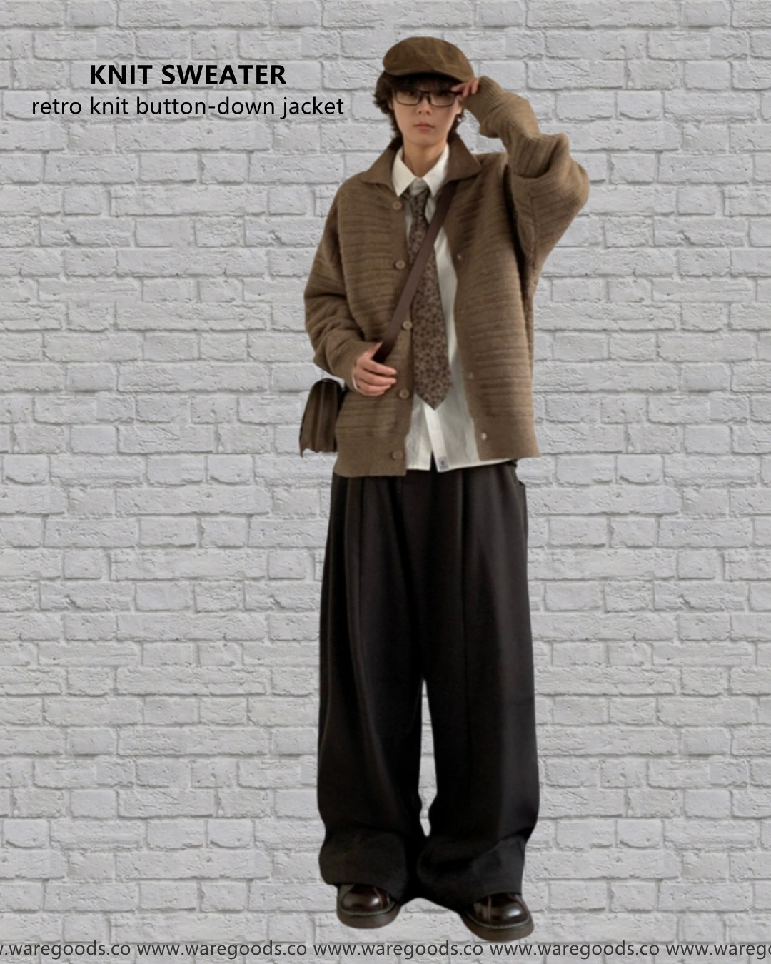 W689復古針織鈕扣外套