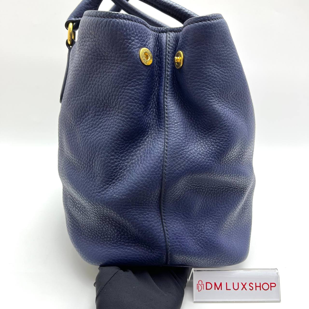 Prada Navy Blue Leather 2 Ways Bag GHW