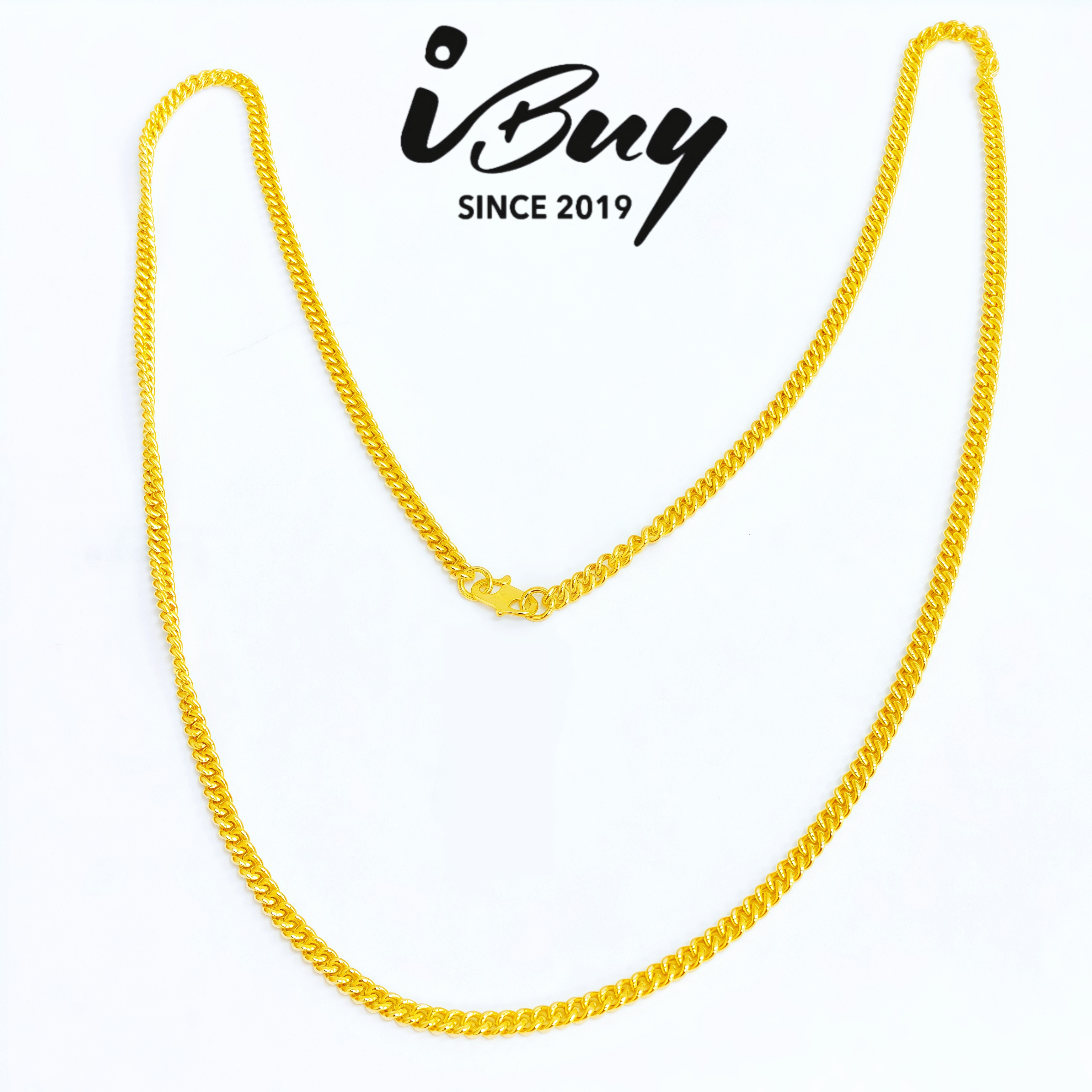 916 GOLD 3MM HOLLOW CURF NECKLACE 916 金 3MM空心古巴项链