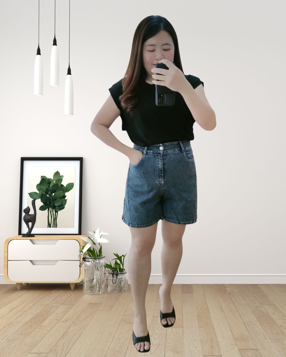 5089 (In Denim Brand) High Waist Denim Short Pants