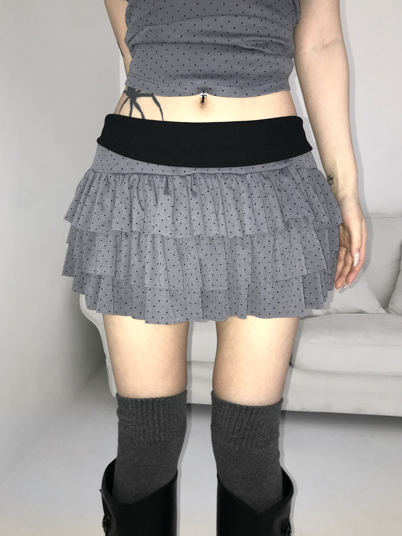 Ruffle Polka Dot Mini Skirt