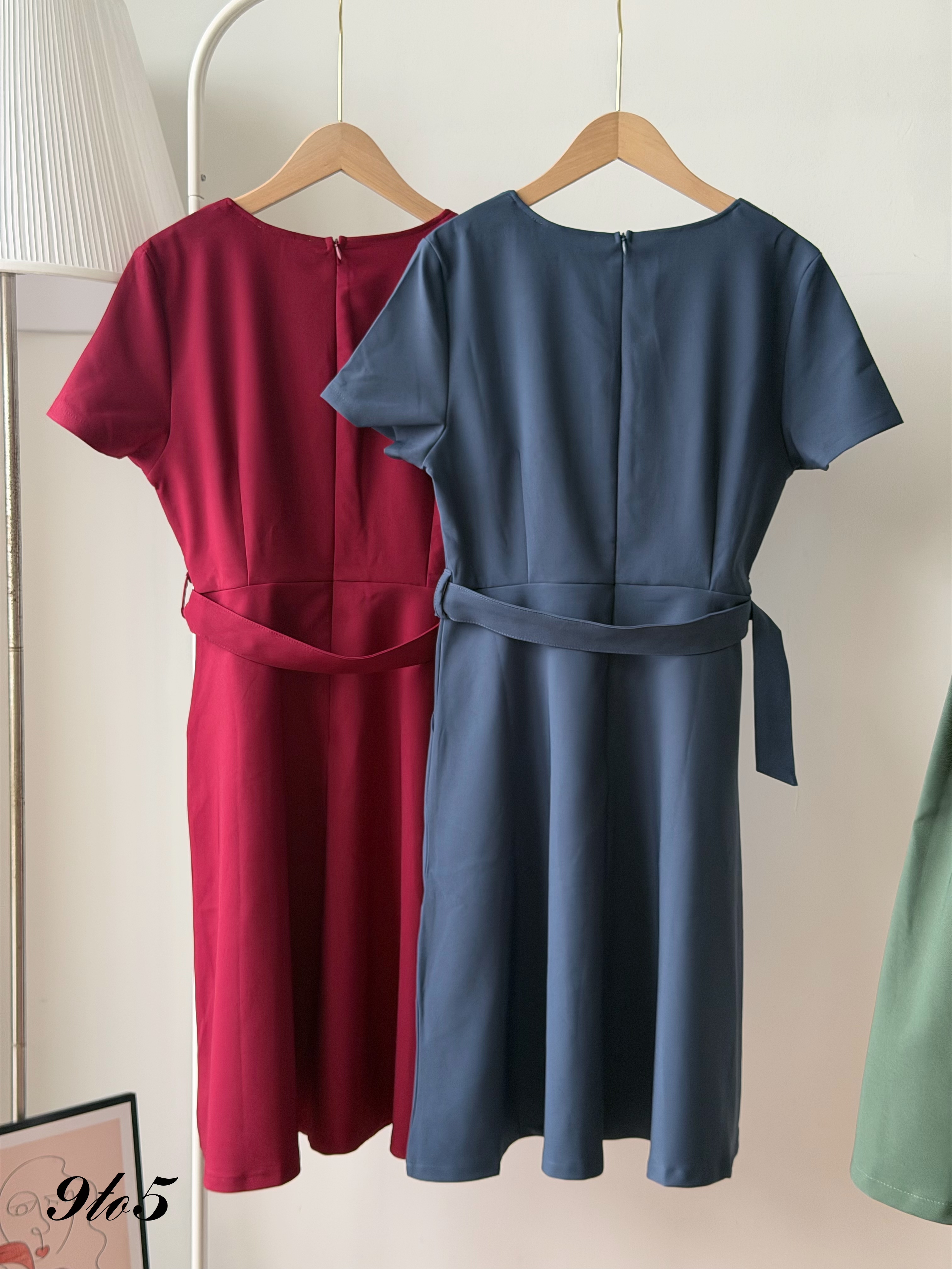 D2382 Sweetheart Collar Midi Dress - 3 Colors 