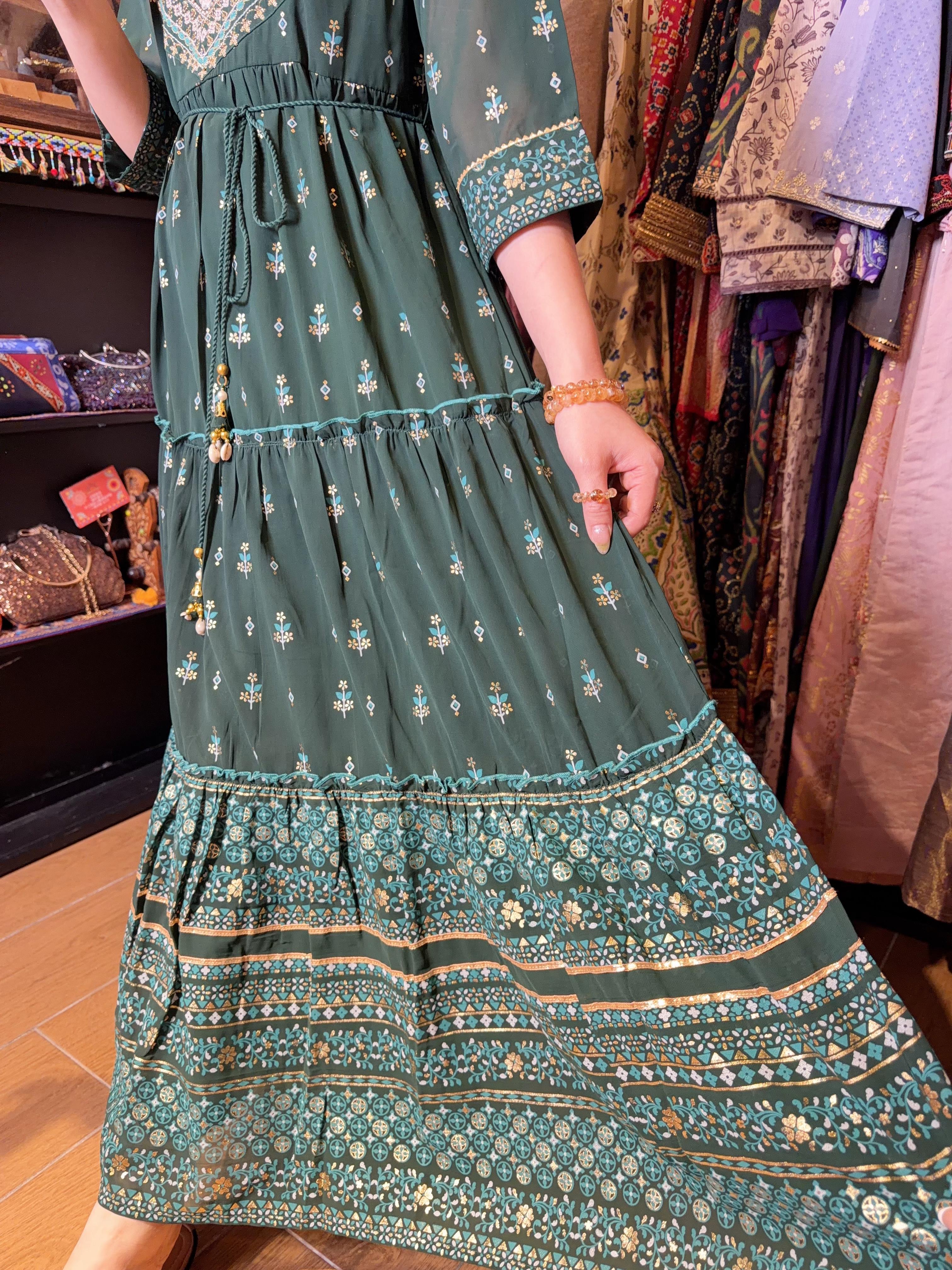 Peacock Green Chiffon 3-layer OP 49" #1141