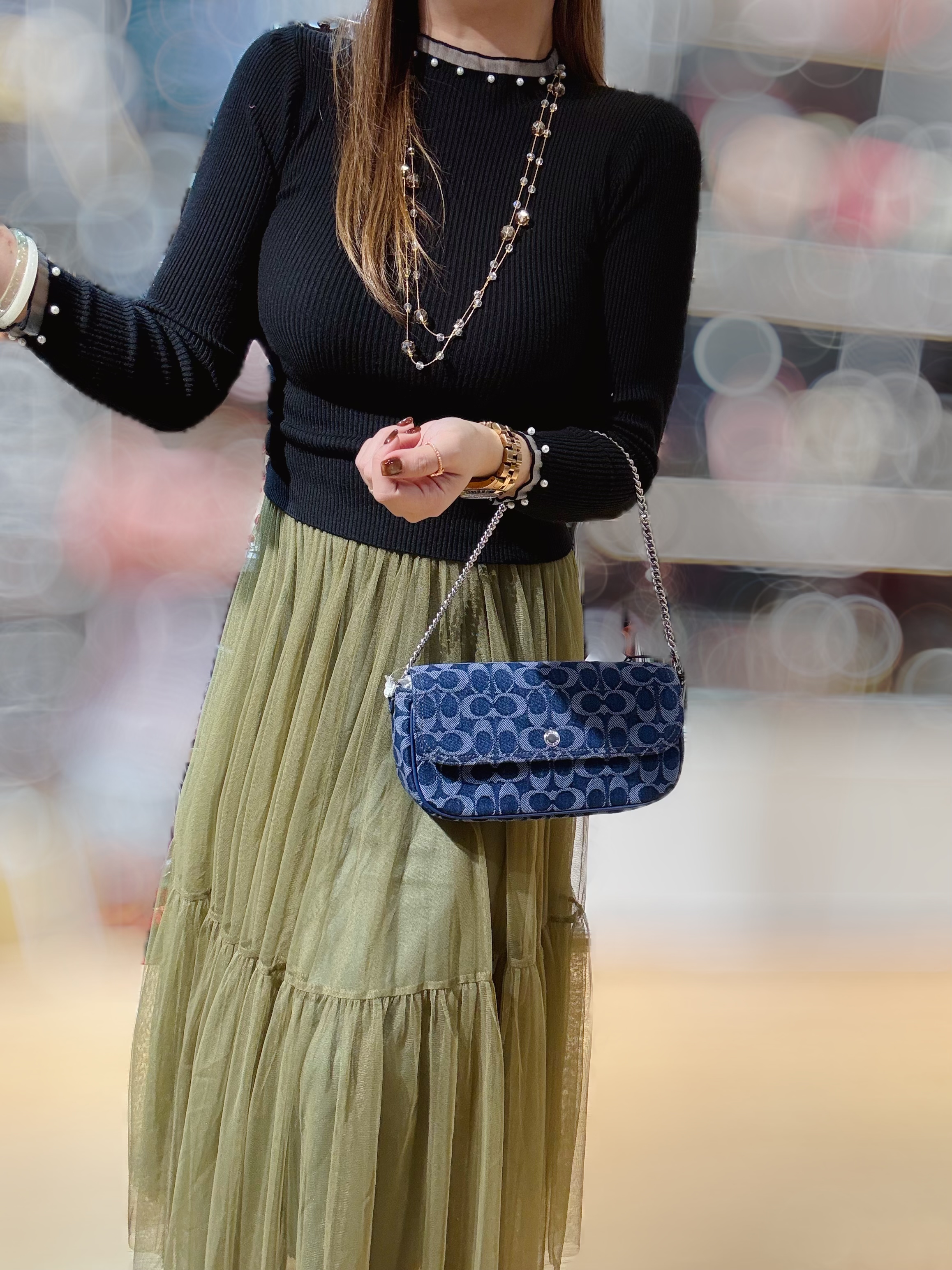 Coach Brook flap chain bag denim/m