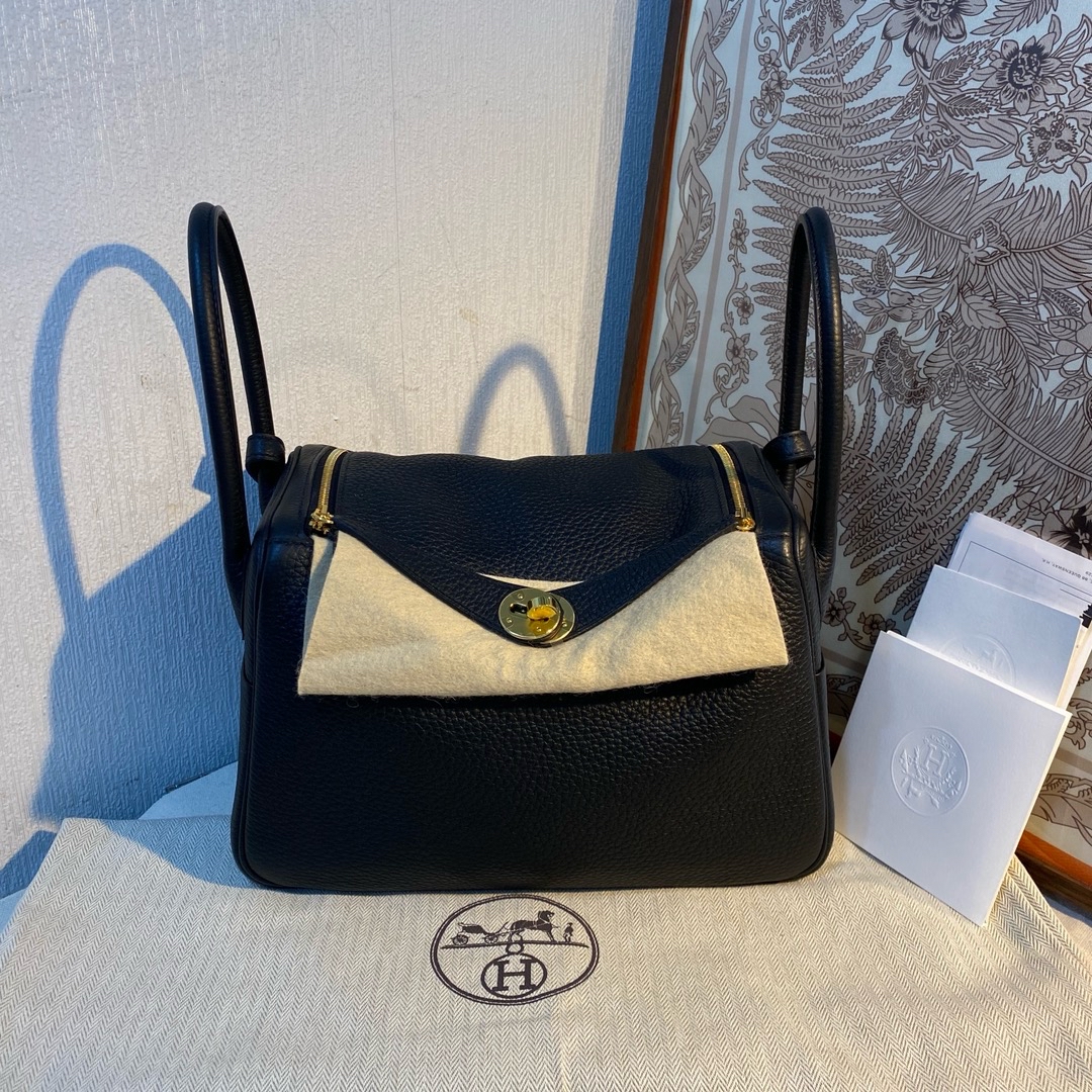 Brand new / Hermes Lindy 26 black gold / stamp W / full set