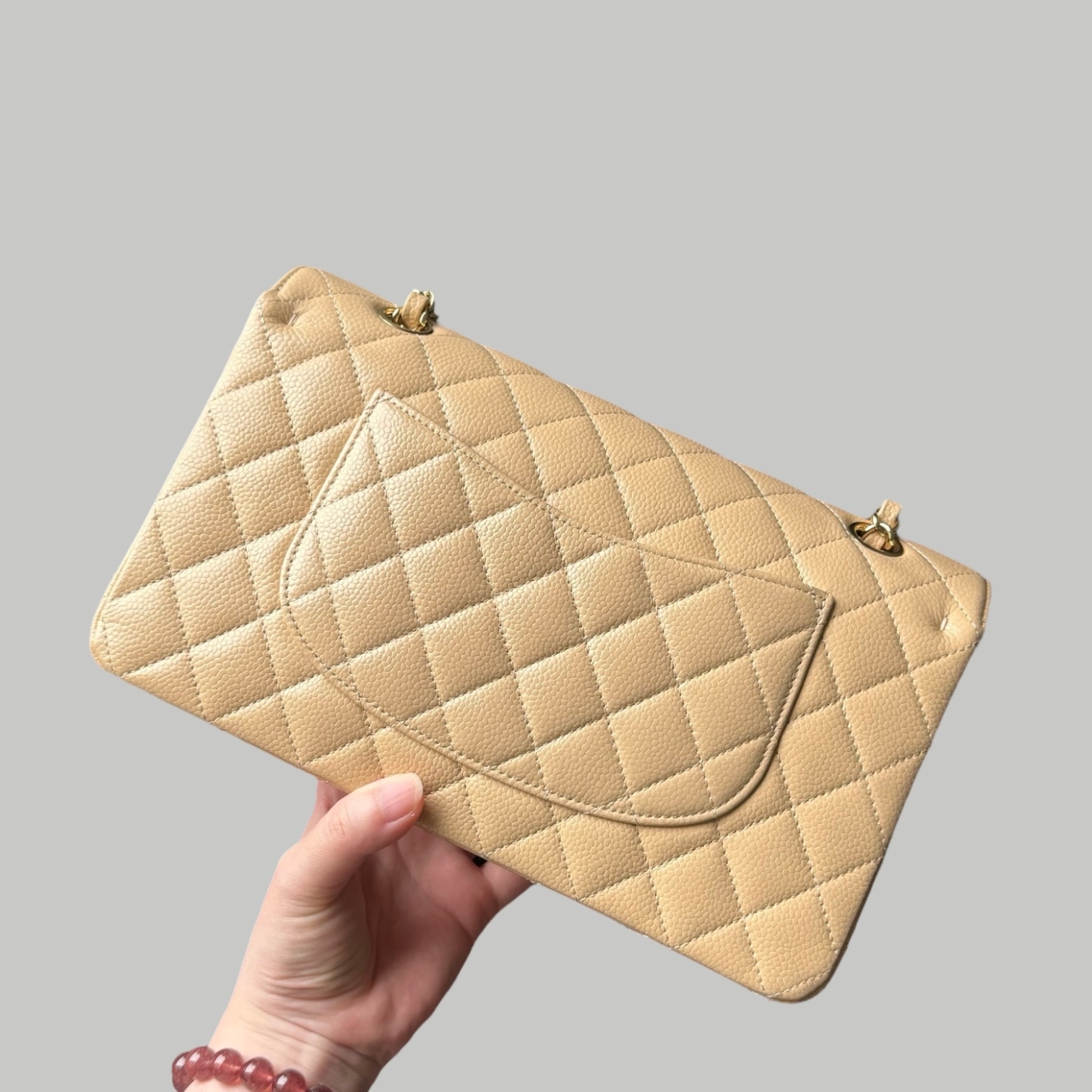 Chanel Caviar CF25 奶茶金扣