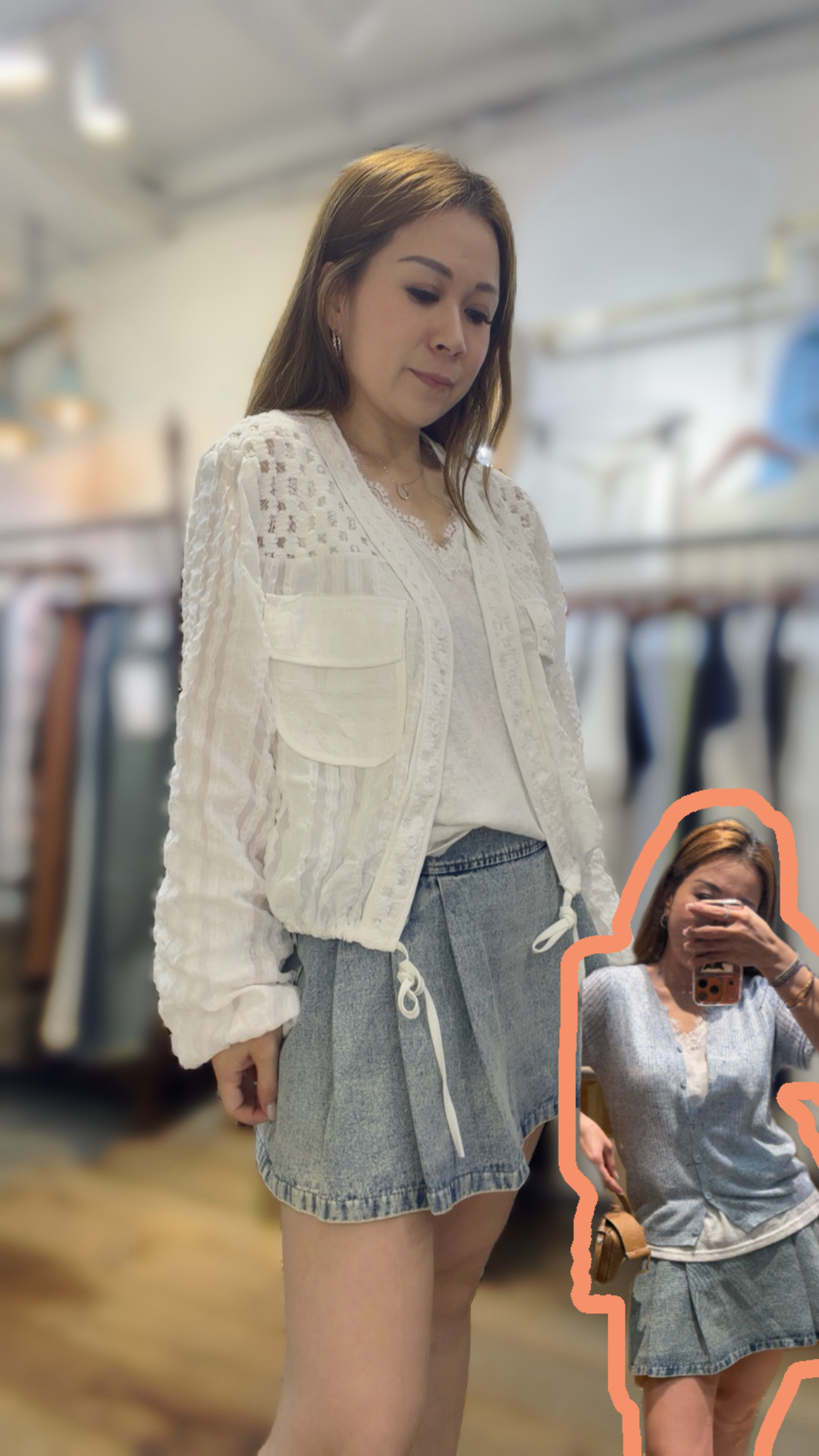 🌈推介🌈復古高腰牛仔短裙(內有打底褲）