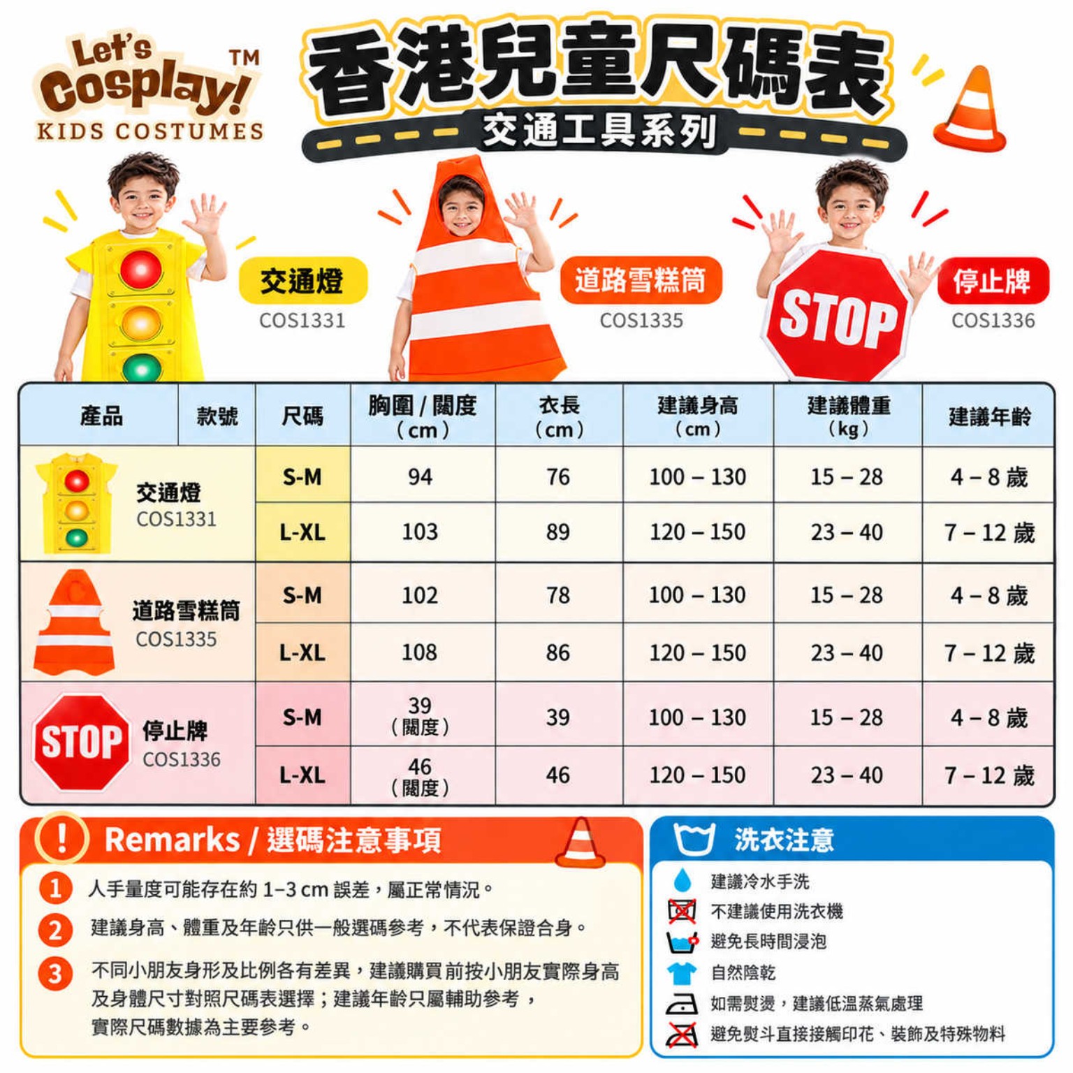 兒童STOP停步交通標誌立體套頭角色扮演服裝 香港現貨 Lets Cosplay COS1336