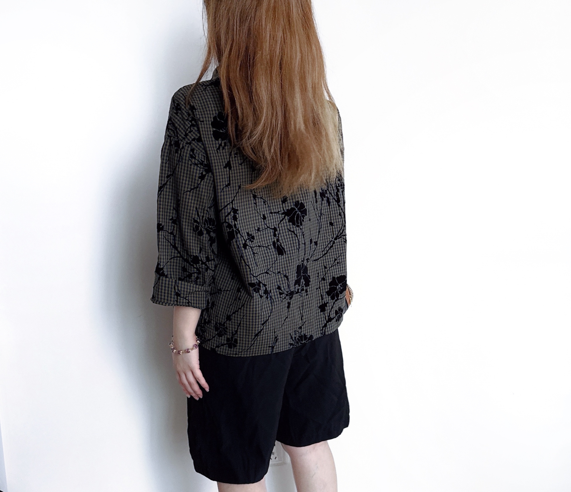 日系格紋暗花Top