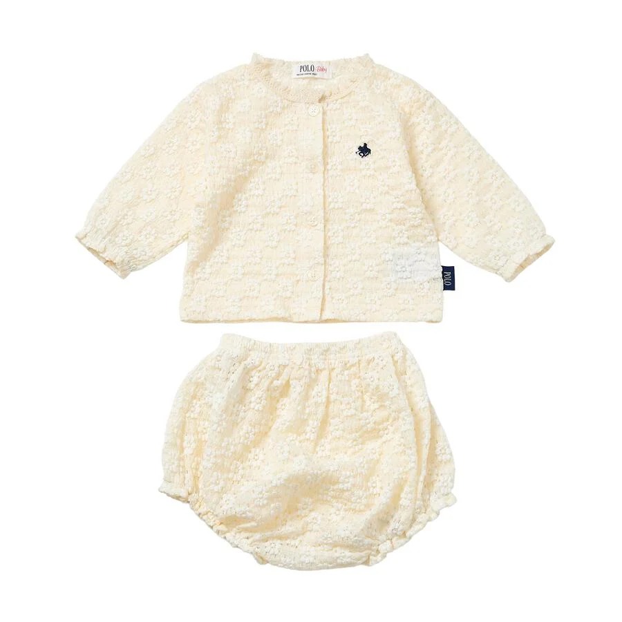 Polo Baby 白色紋圖案套裝 one size 60-70cm