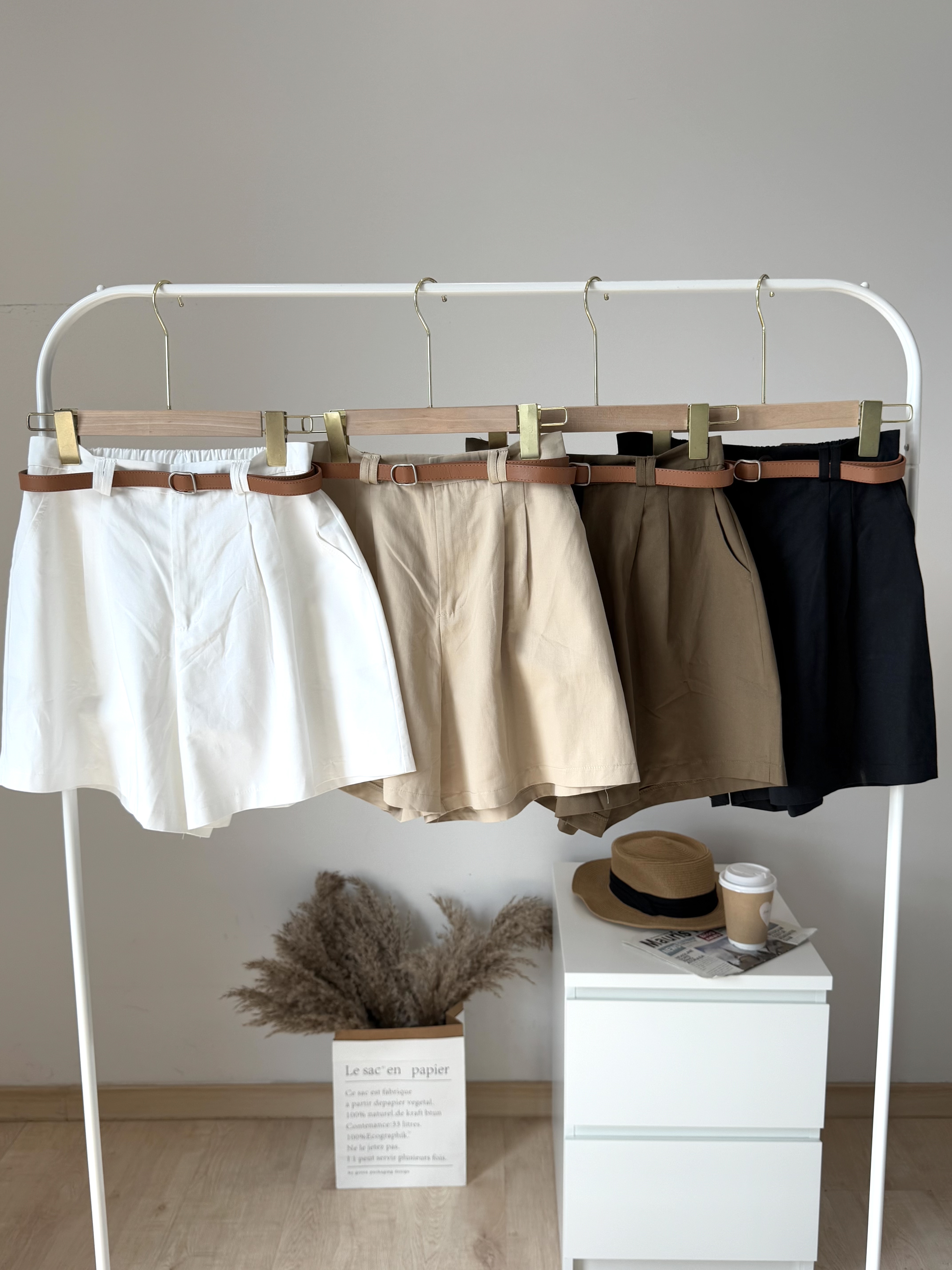 Diana Short 高腰水洗棉短裤（附送腰带）