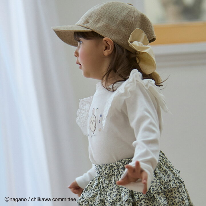 🇯🇵預訂 日本直送🇯🇵 Petit Main x Chiikawa系列三色人物刺繡貼花蕾絲花邊長袖上衣