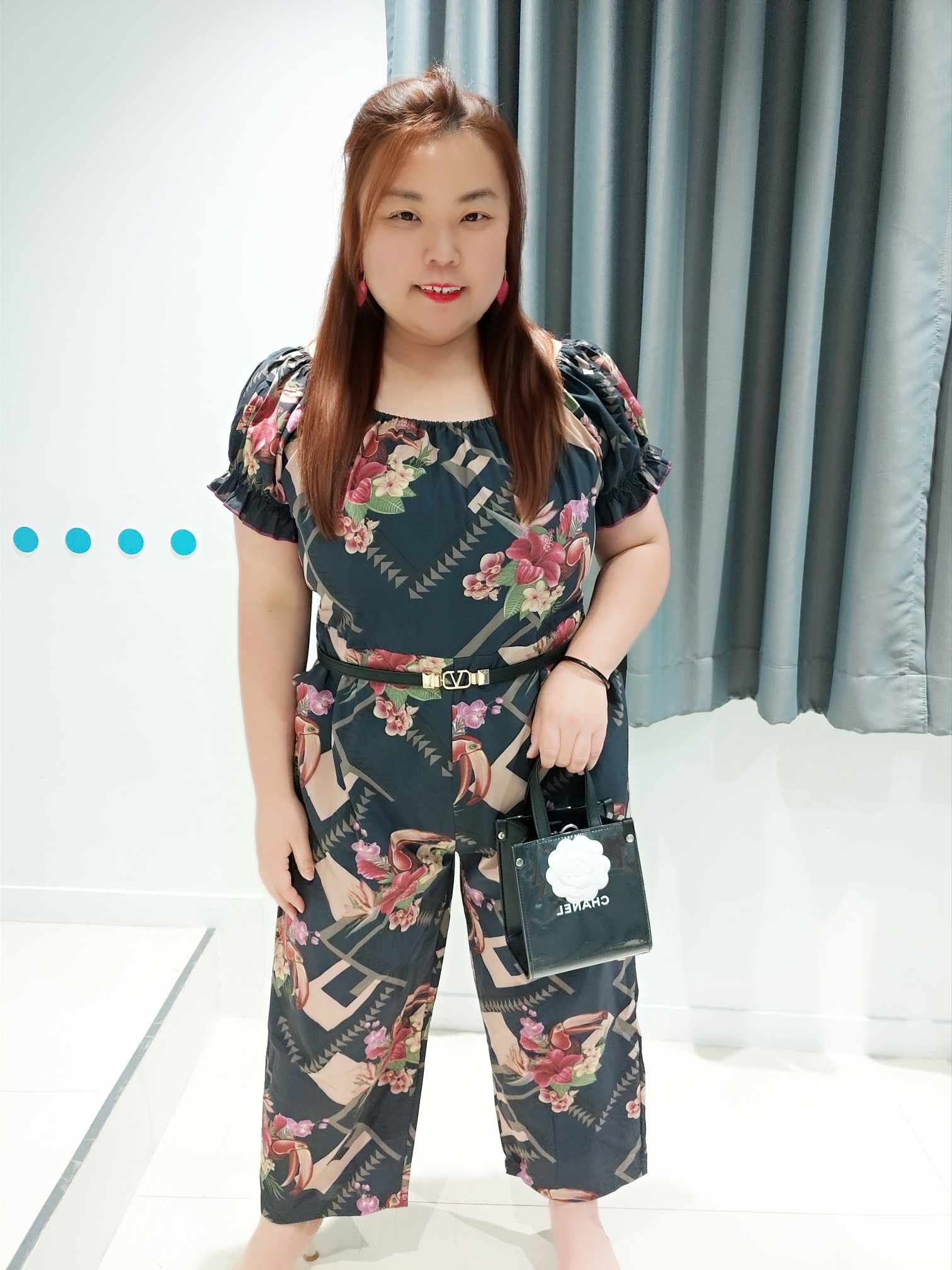 ENA11 THH13/TMD11 泡泡袖大花卉连身长裤 (胸围 100-130CM) (腰围 30-50寸)