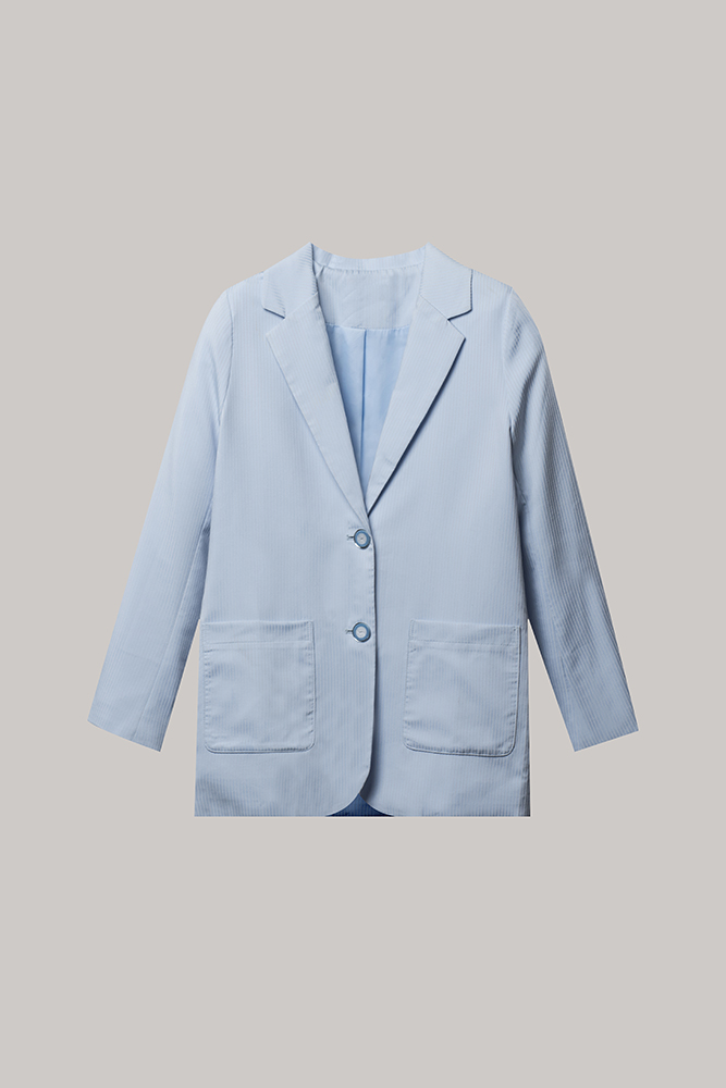 Light Blue Textured Casual Blazer