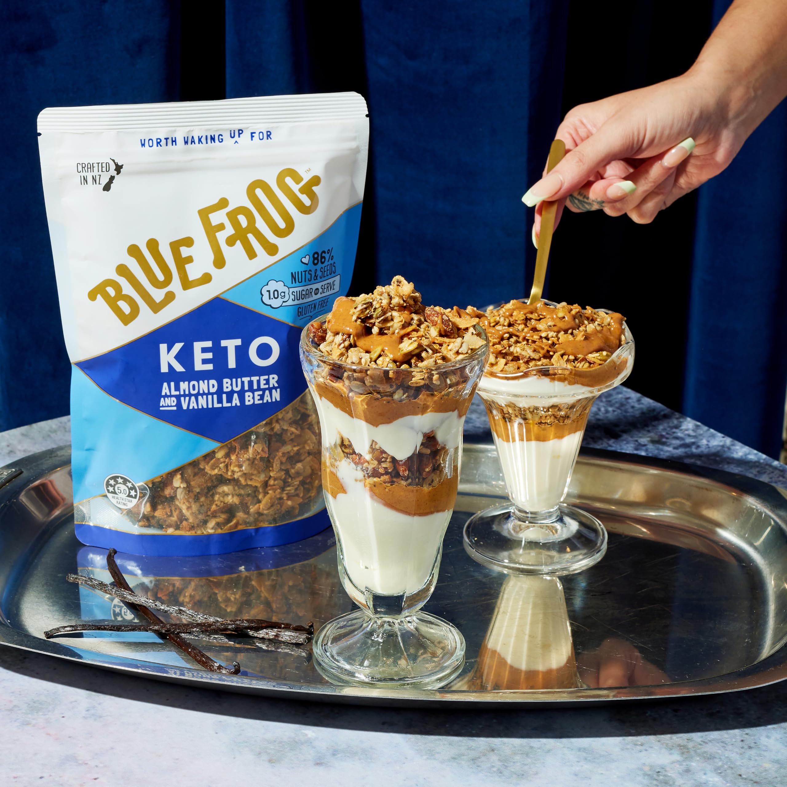 ♻️紐西蘭 低糖杏仁醬雲尼拿籽穀物片 New Zealand Blue Frog Keto Almond Butter Vanilla Beans Granola 