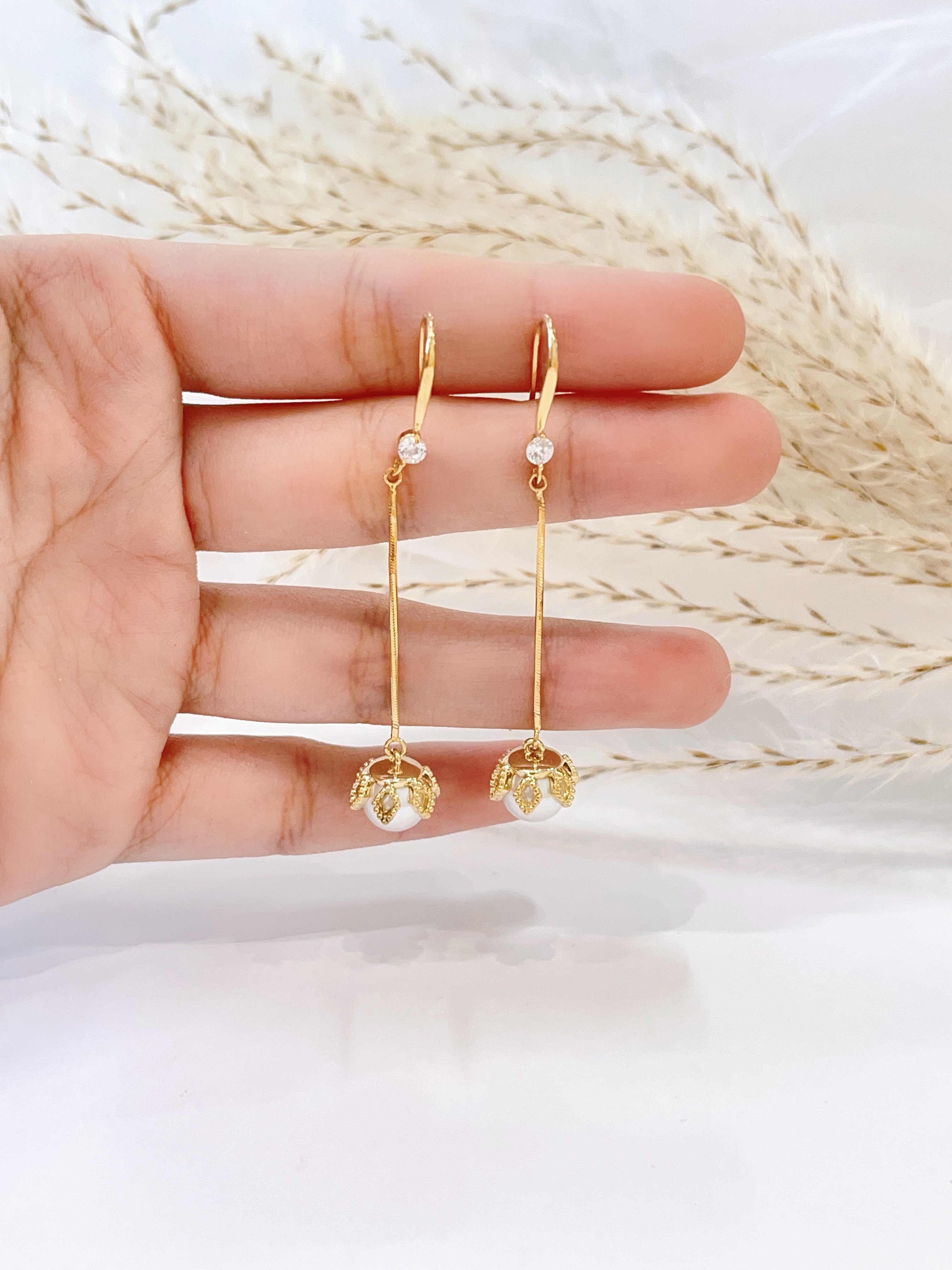 网红同款珍珠流苏耳环