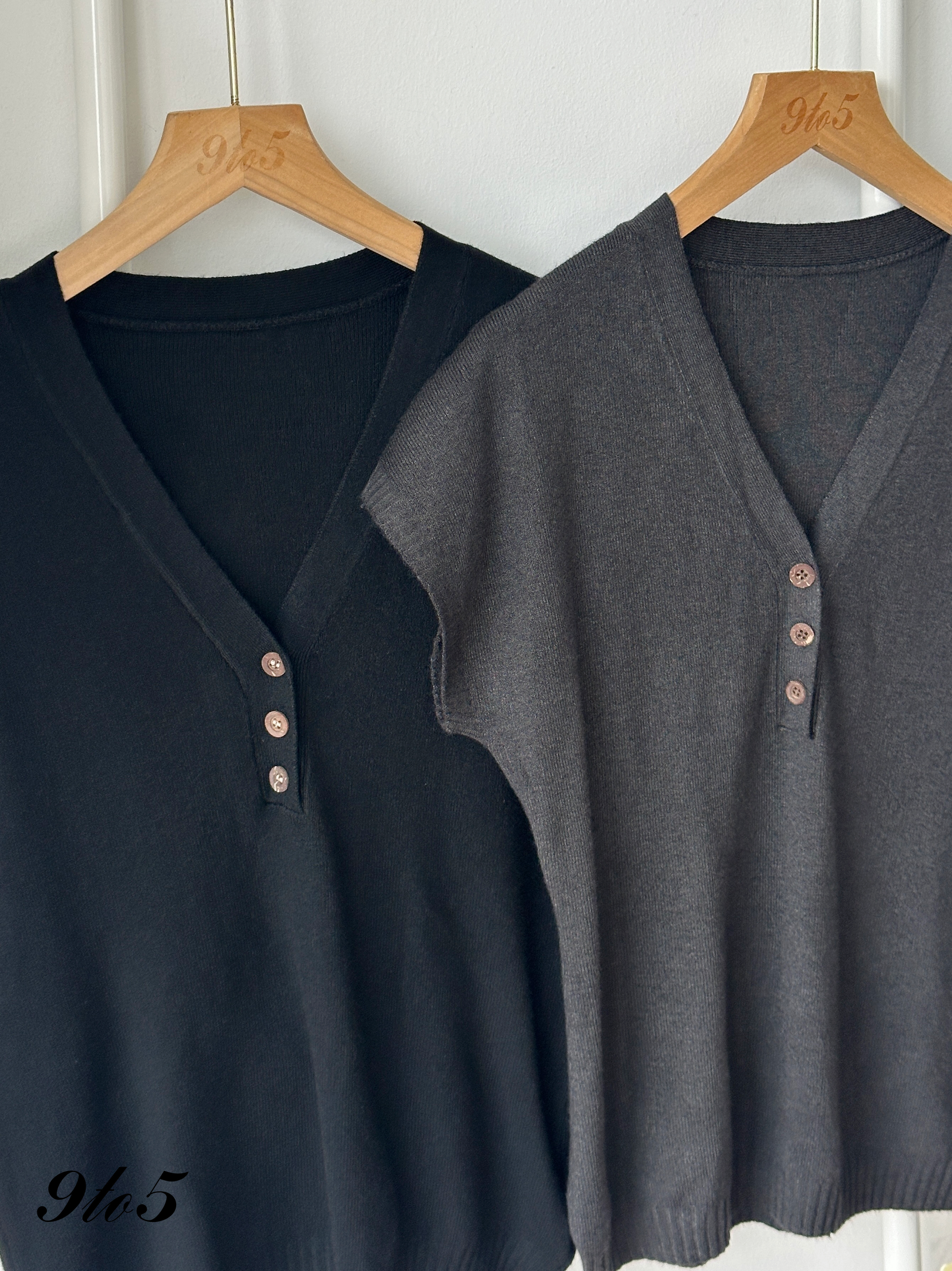 T4334 V Neck Knit Top - 3 Colors 