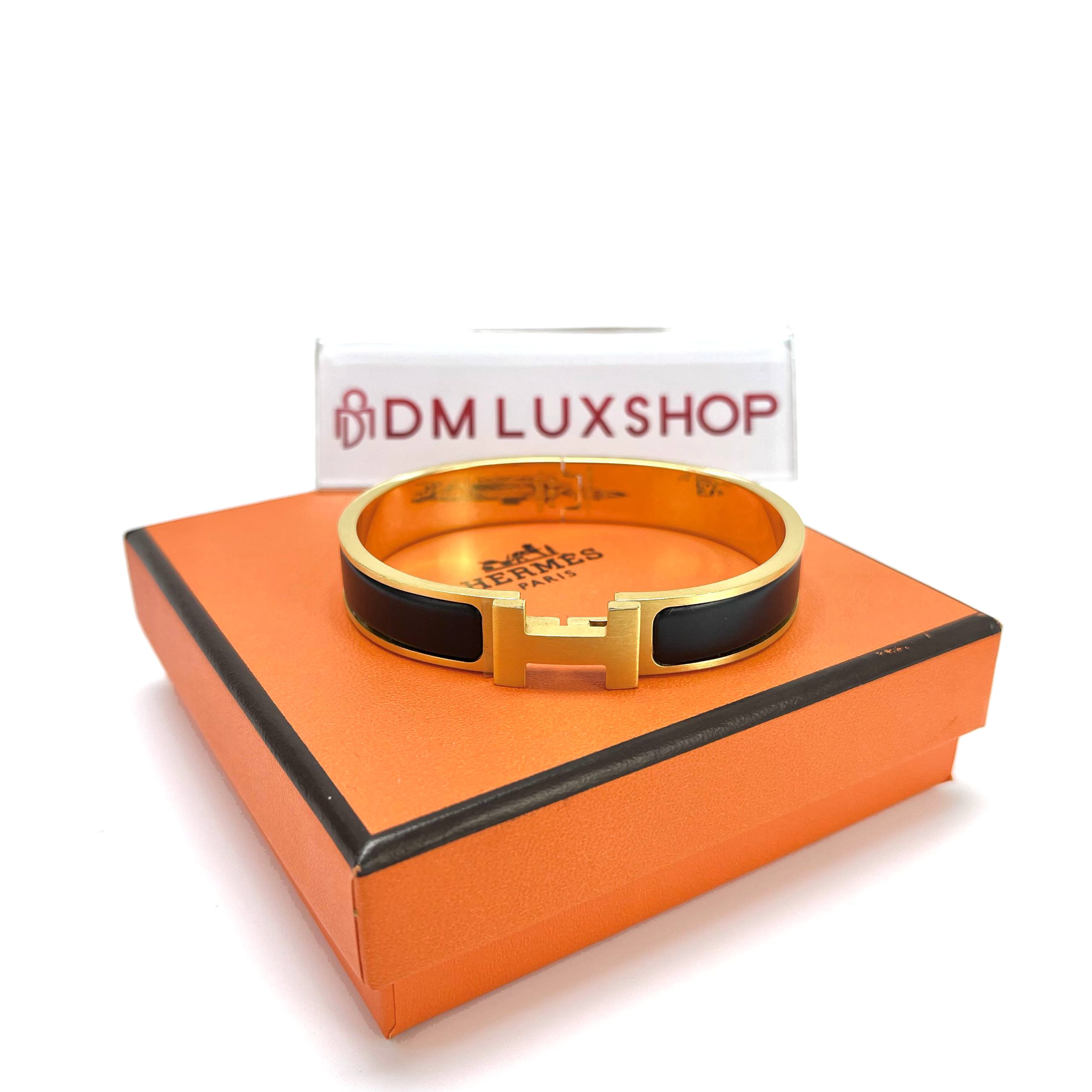 Hermes Noir Mat Clic HH Bracelet GHW
