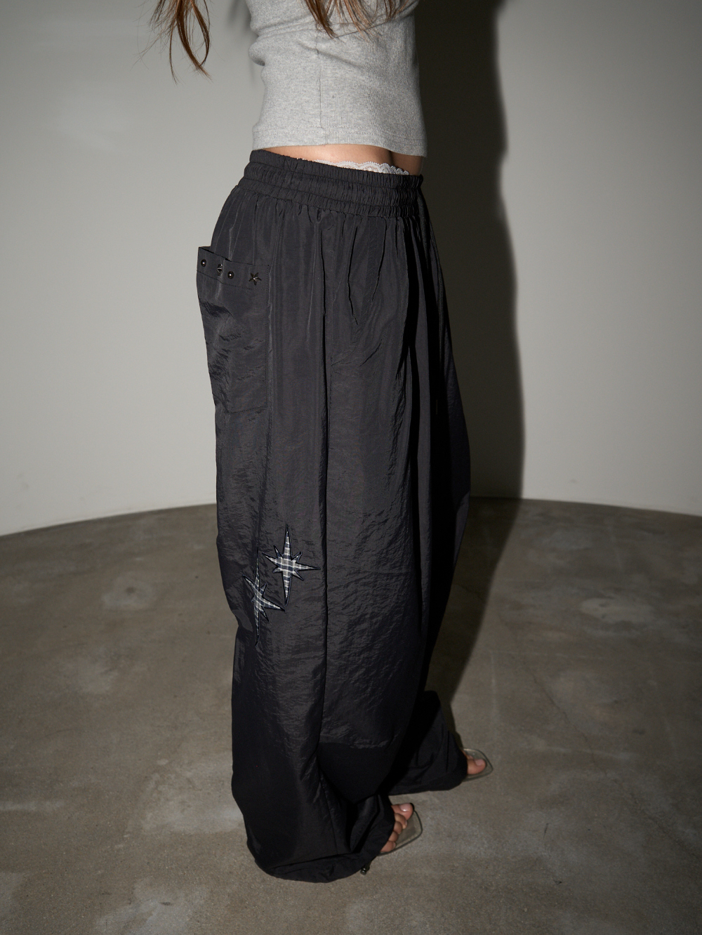 Star Embellished Nylon Pants