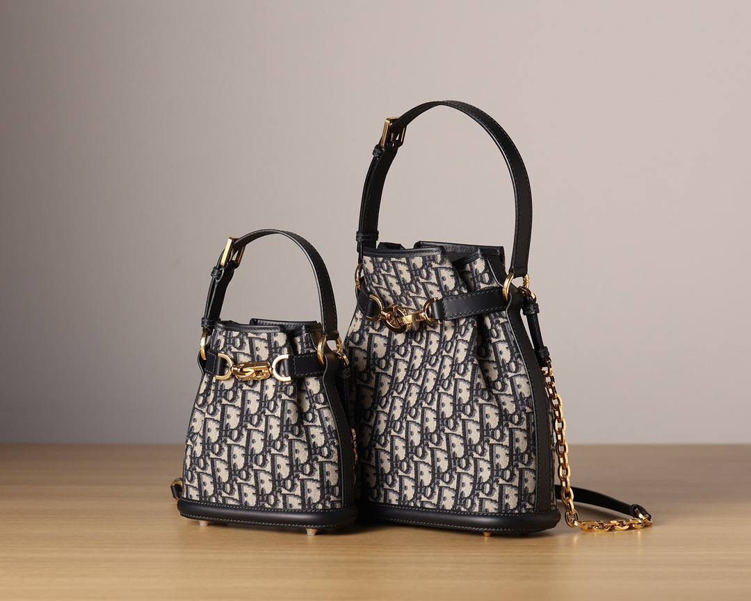 小号、中号 C'EST DIOR 手袋 蓝色 Oblique 印花 实物实拍💕💕 中尺寸：24 x 10 x 24.5 厘米 小尺寸：17 x 7 x 18 厘米