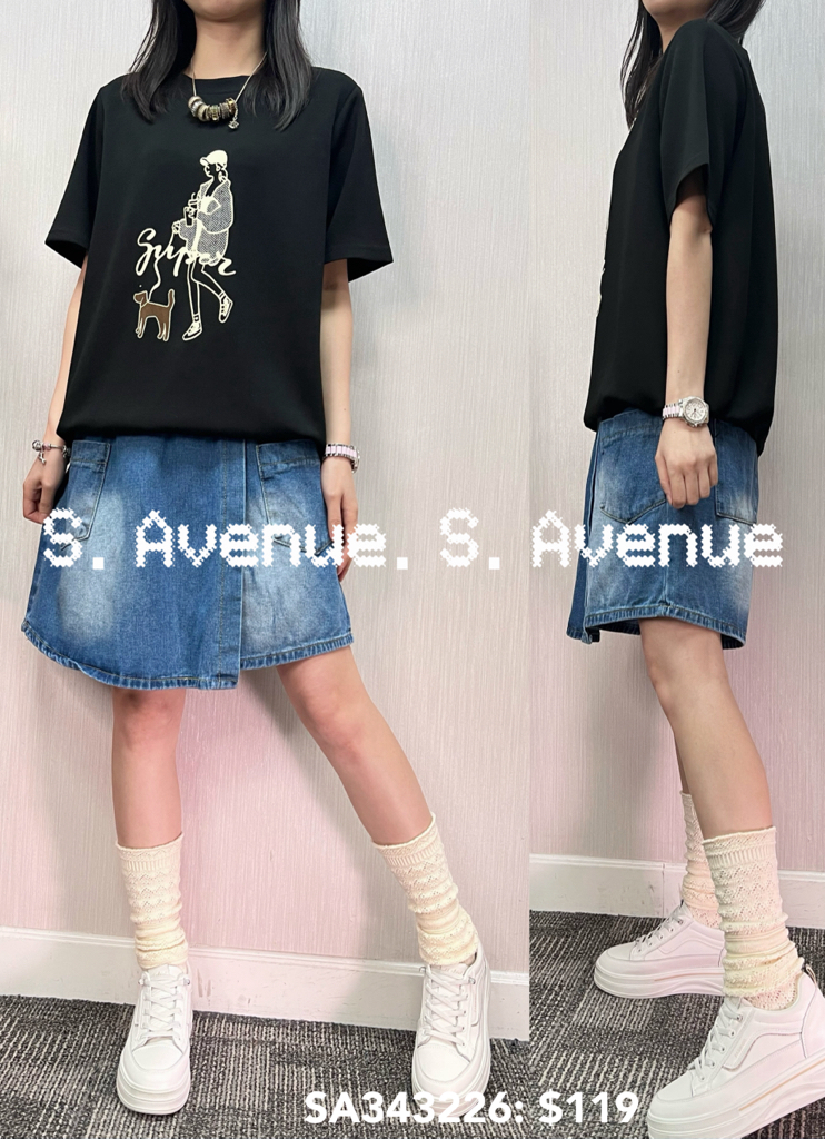 SA343226: 短袖女人圖案束腳tee