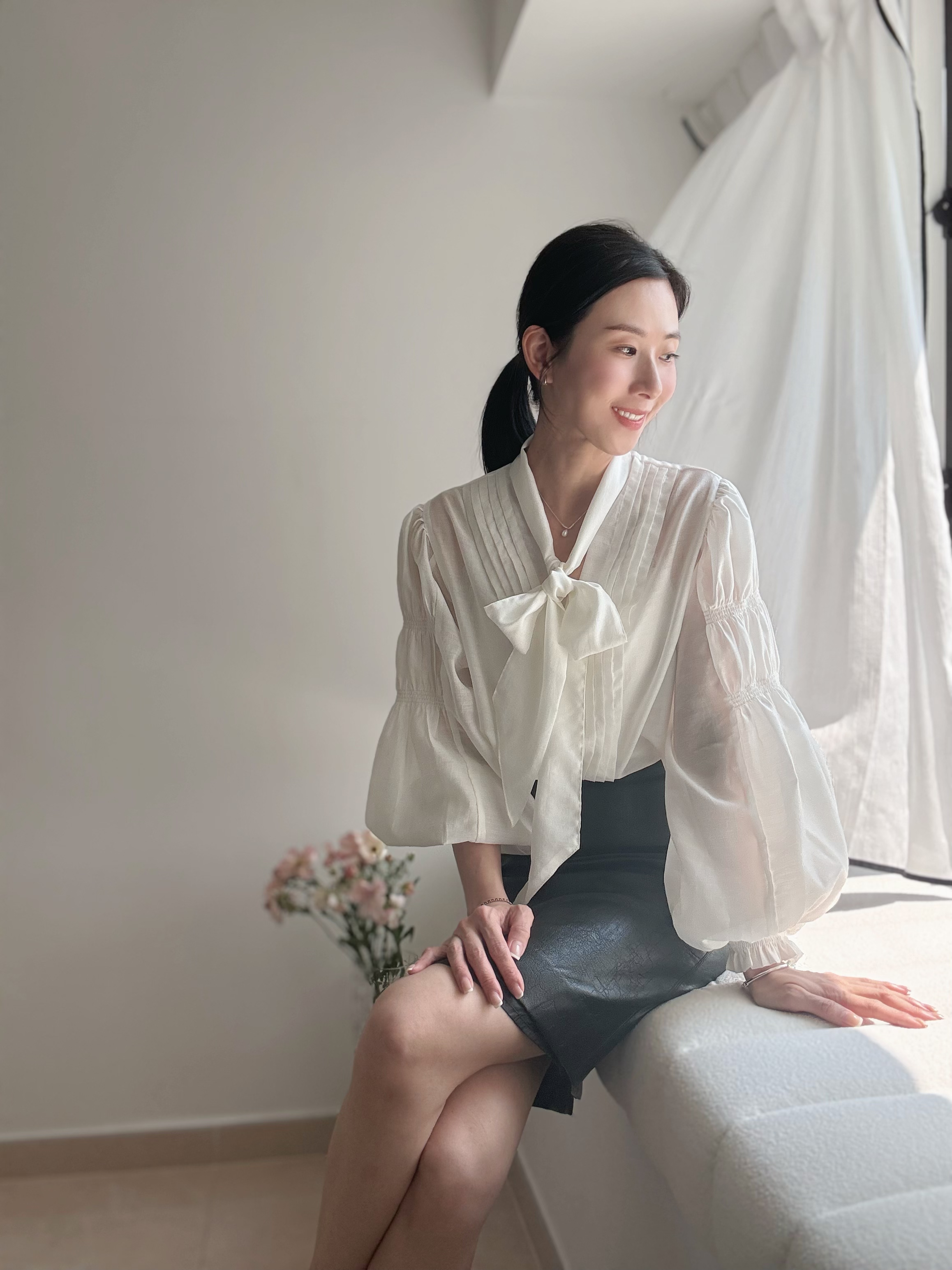 AMORA elegant tie blouse