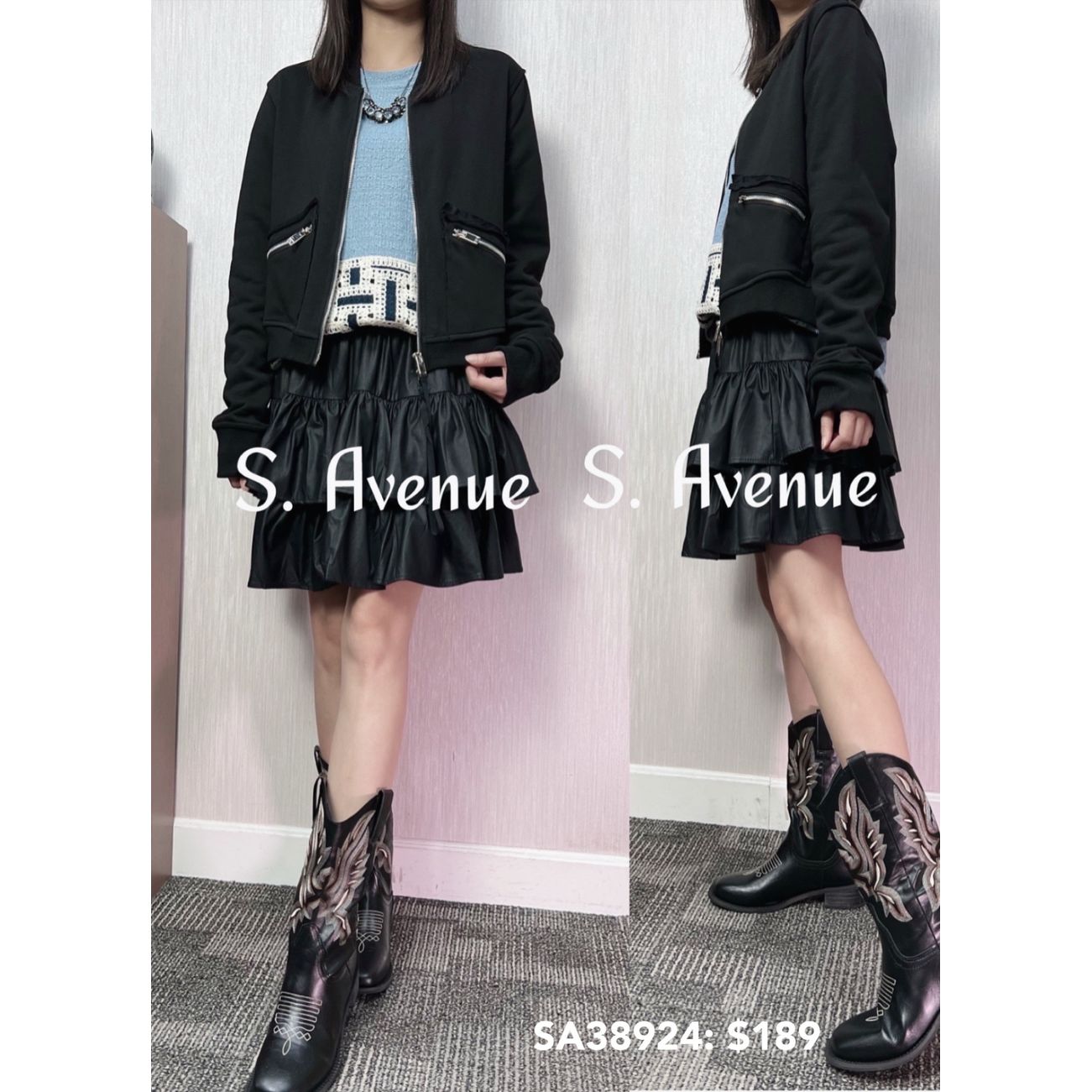 SA38924: 長拉錬鈄袋拉鍊外套