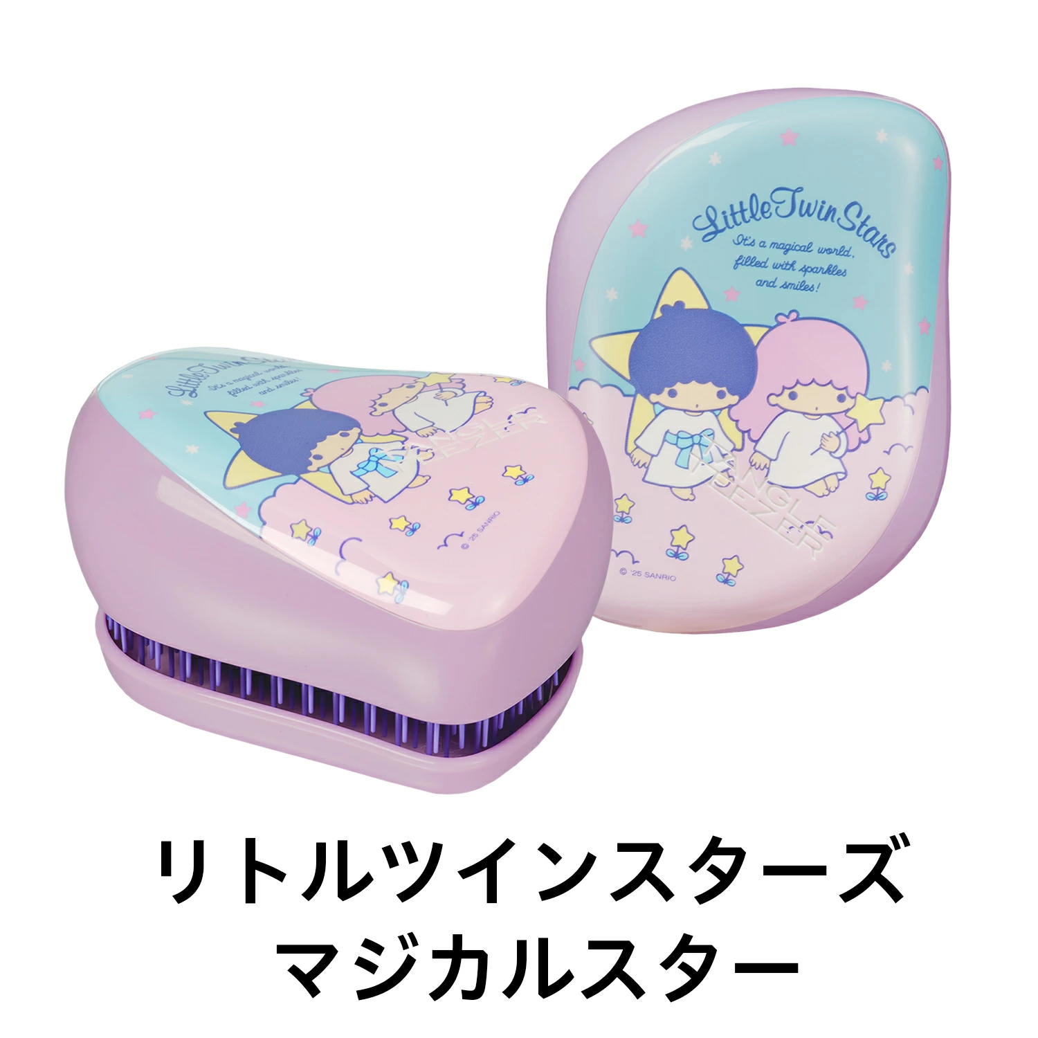日本直送 TANGLE TEEZER x Sanrio Compact Styler Hair Brush Comb 便攜式 護髮梳 - Hello Kitty & Little Twin Stars