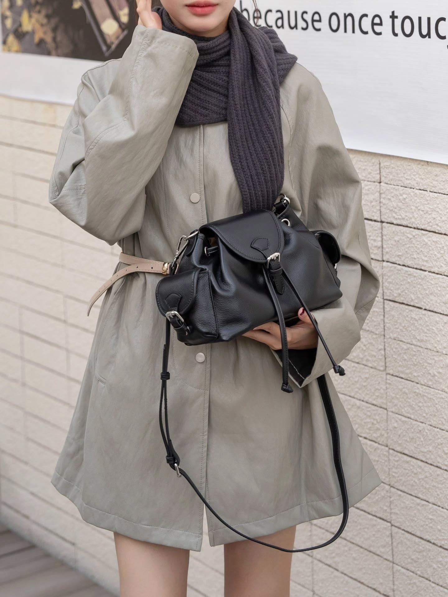 99-65# 超级好看的机车水桶包头层牛皮自然摔🇨🇳