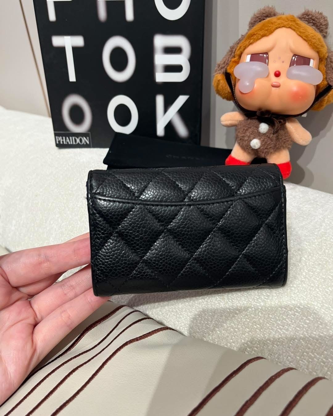 Chanel card holder 黑色魚子醬牛皮 100%authentic,95%new ✅ 新晶貼✅dust bag 