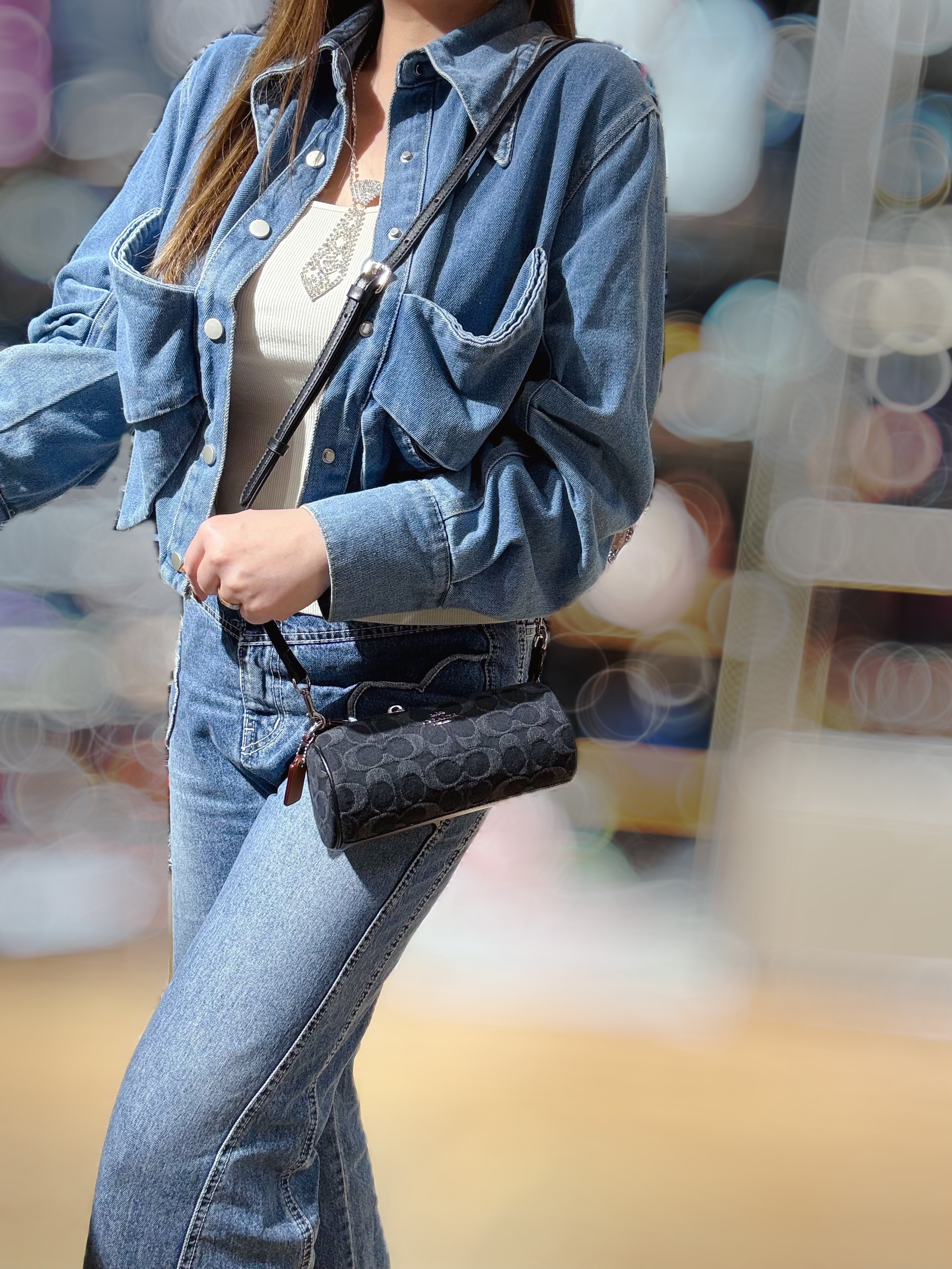 Coach Nolita barrel bag denim