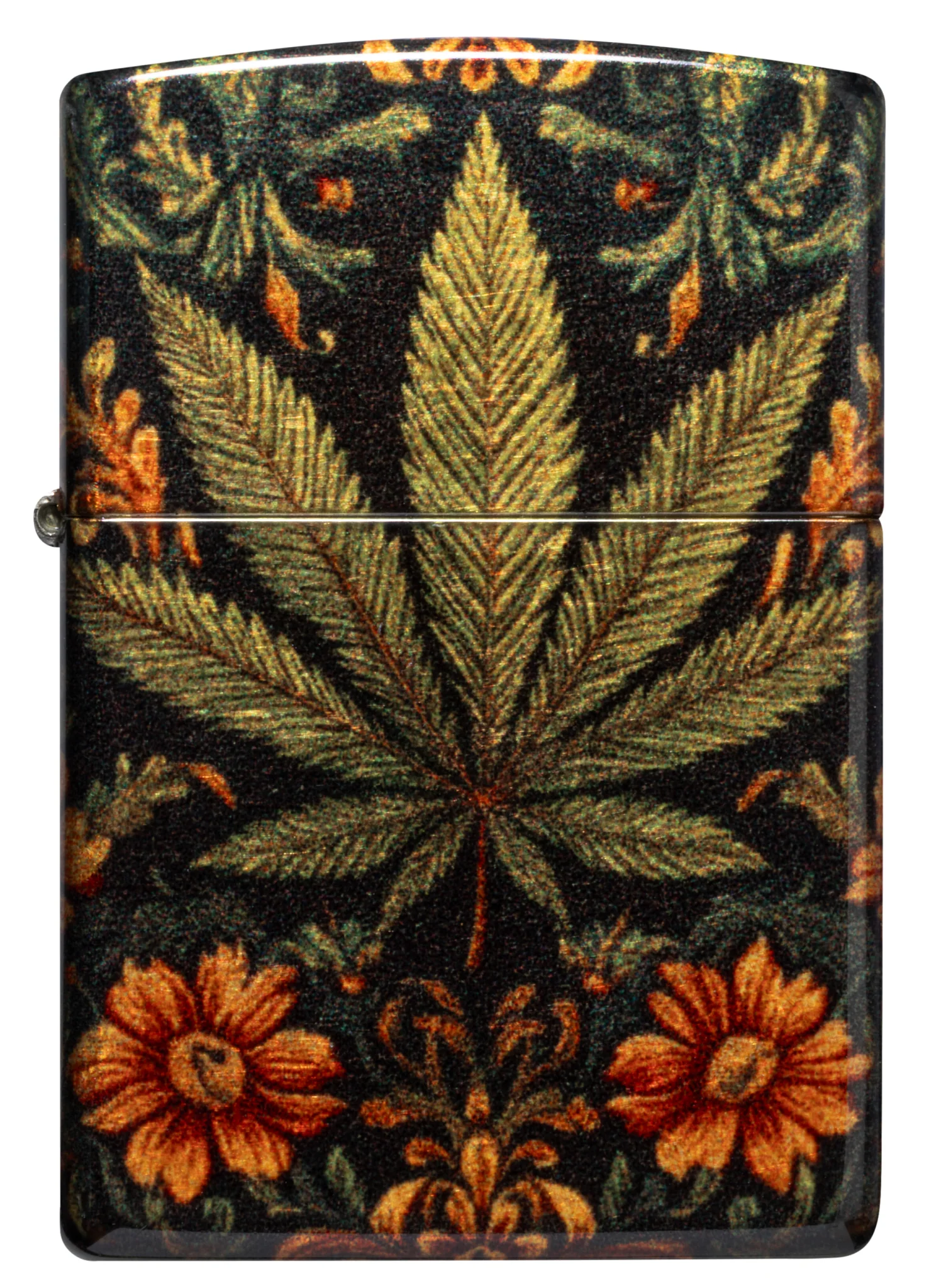 美國製造 | Zippo指定經銷商 Zippo Lighter 大麻葉和花設計 打火機 Cannabis Tapestry Leaf and FLower Design Lighter 47139