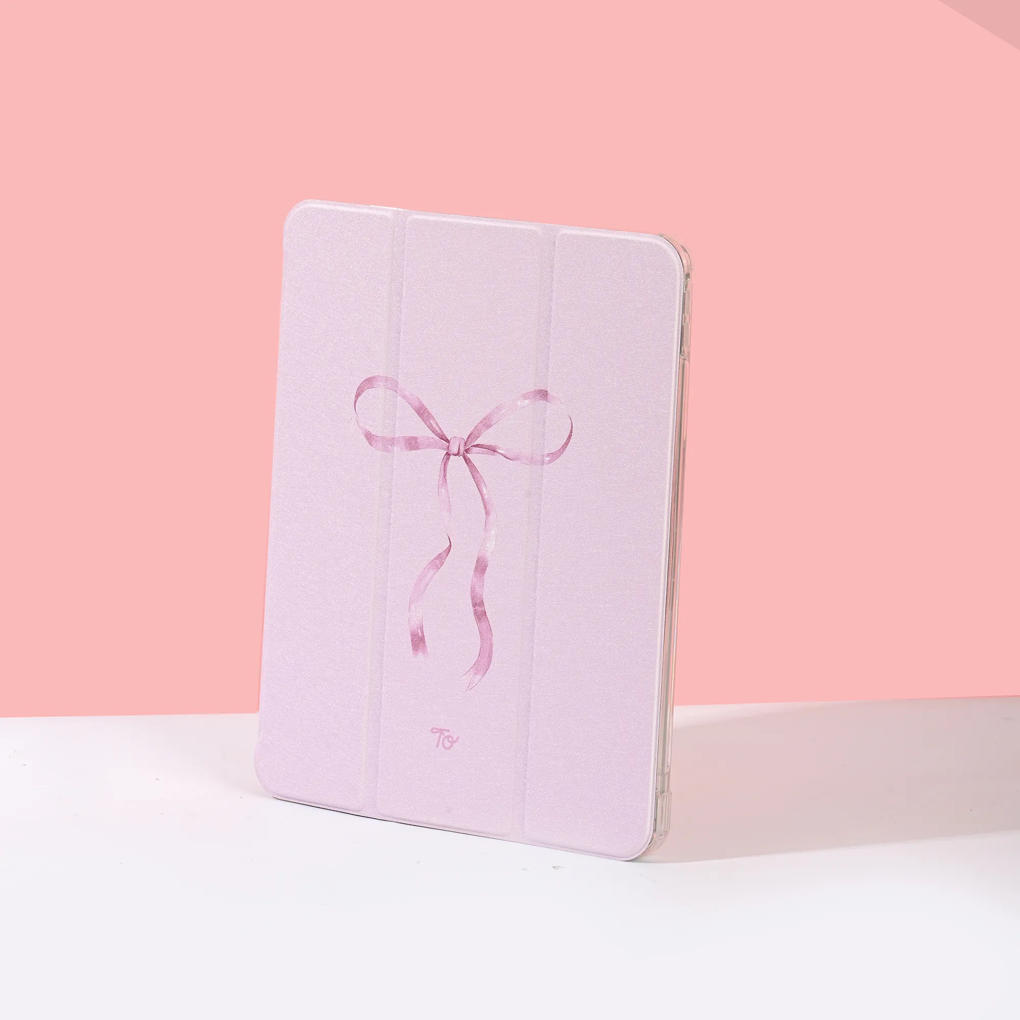 【The Silky Pink Ribbon】透明磨砂書本式 iPad Case