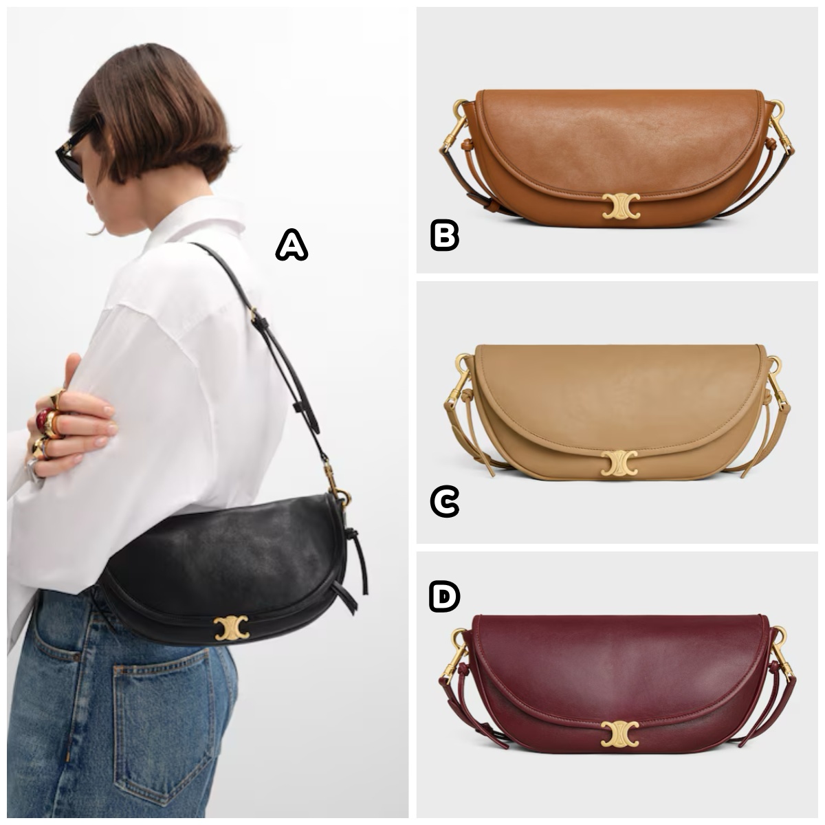 CELINE SOFT TRIOMPHE HALFMOON 小號羊皮手袋