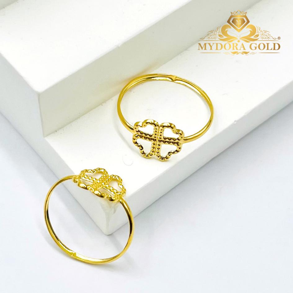 MYDORA Cincin Stamping Lucky Leaf l EMAS 916/22K
