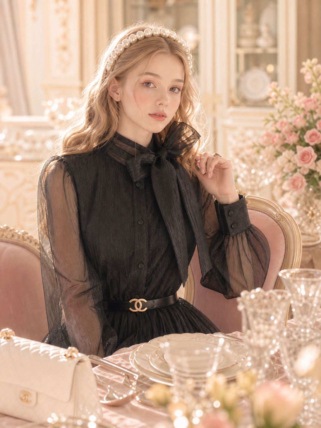 暗夜黑天鵝 ∙ 幻影柯根紗復古維多利亞上衣 Midnight Black Swan ∙ Illusion Organza Vintage Victorian Blouse