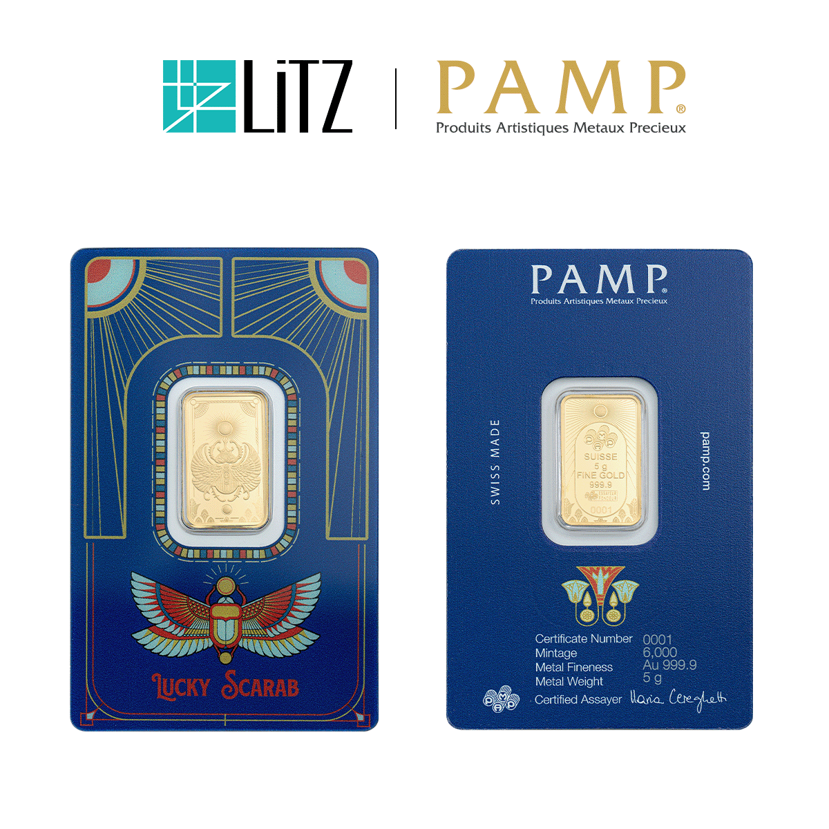 [5 gram] LITZ PAMP Suisse Good Luck Scarab Limited Edition Gold Bar (999.9) PG070