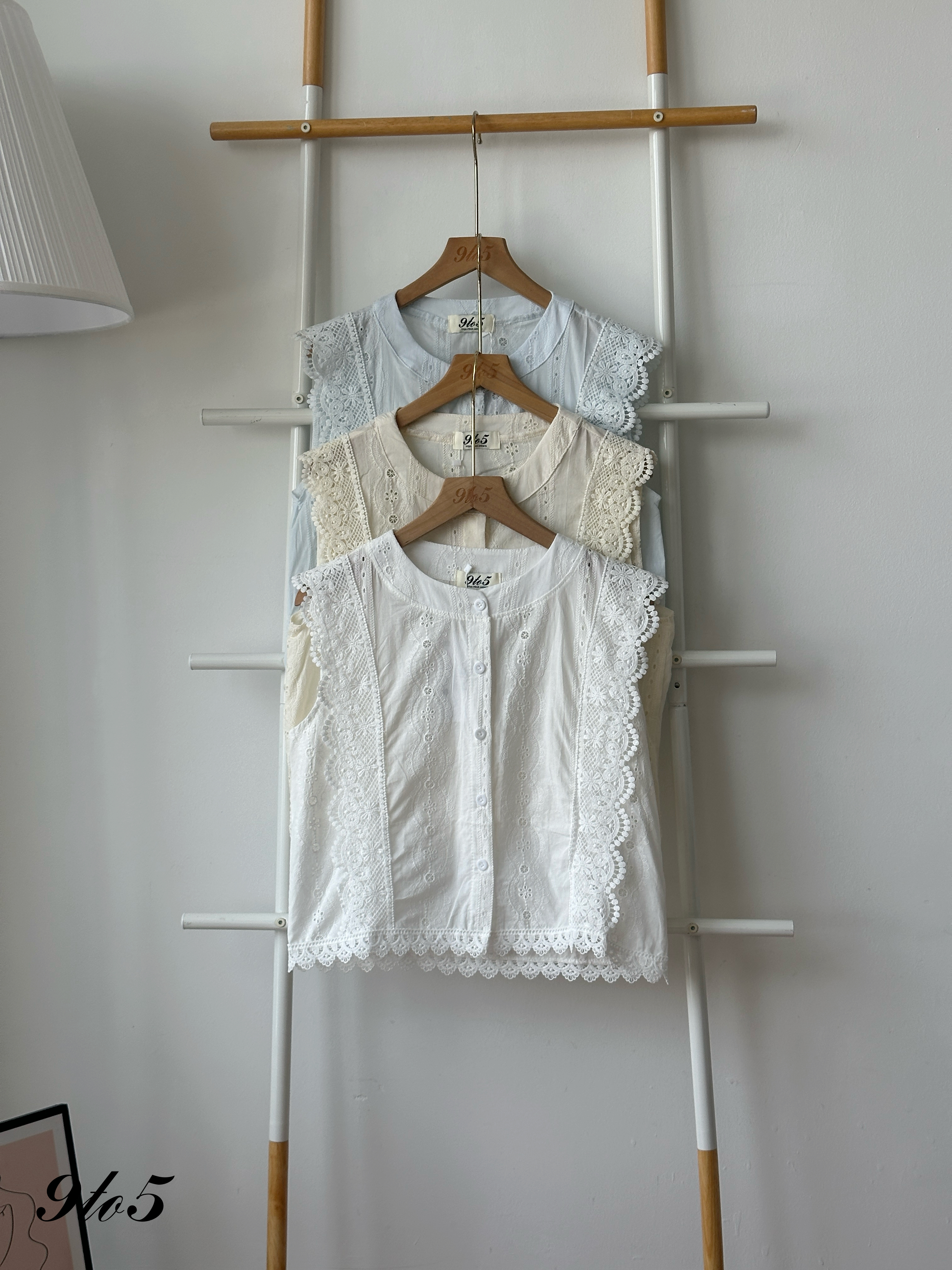T4429 Lace Sleeve Floral Blouse - 3 Colors 