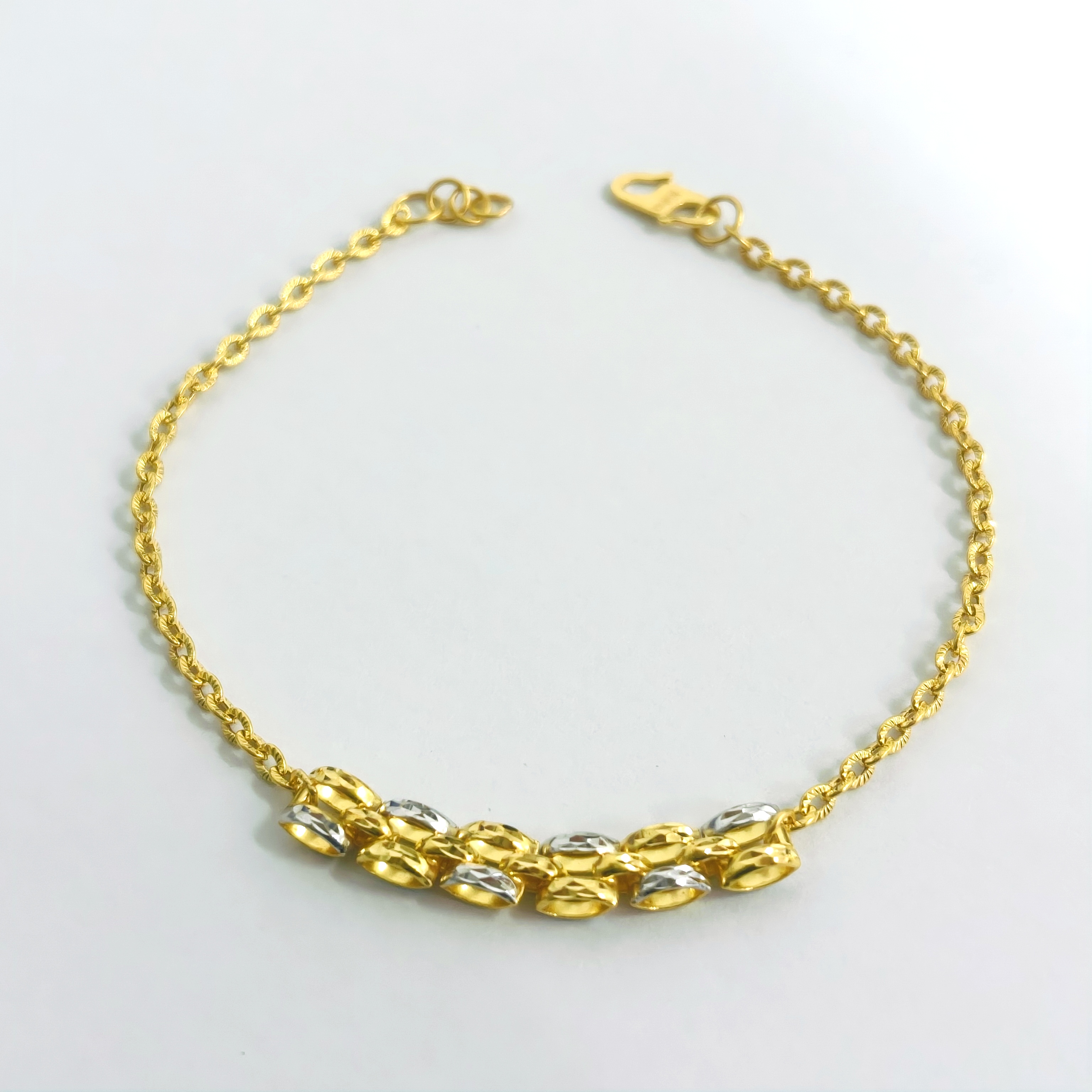 916 GOLD 2C MINI TANKER POLO STAR BRACELET 916 金 双色车花坦克太阳花手链