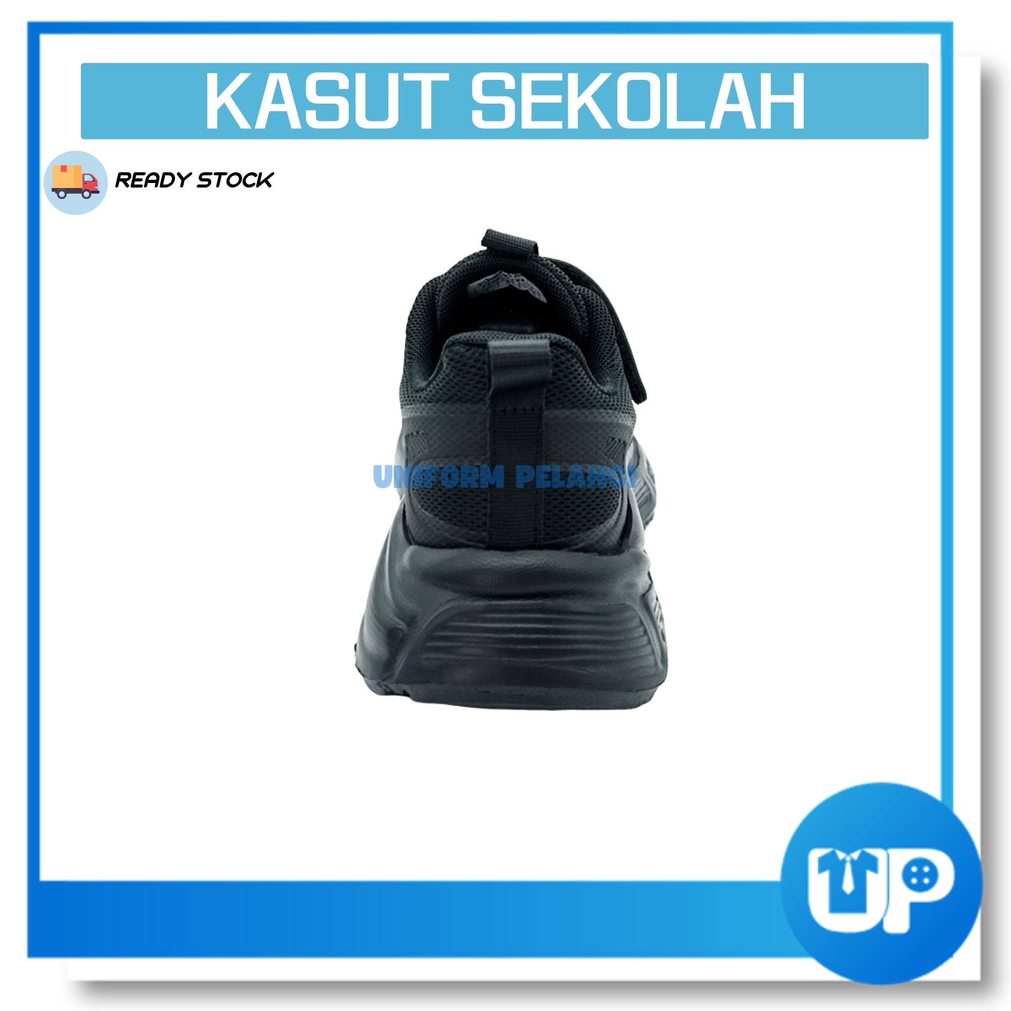 NewStar Black School Shoes W726B [Velcro Strap] Kasut Hitam