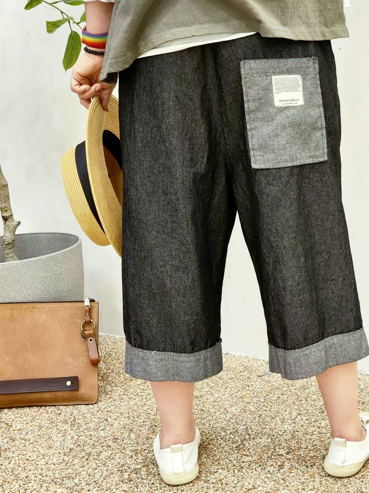 NO OS 薄7分夏日牛褲