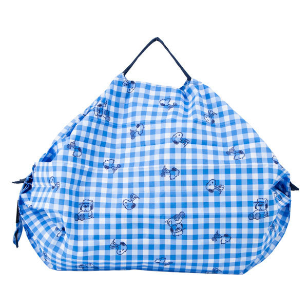 現貨｜Snoopy 日本 Shupatto Compact Bag 可摺 環保袋 M Size (藍色格仔圖案 SPZ-4366)