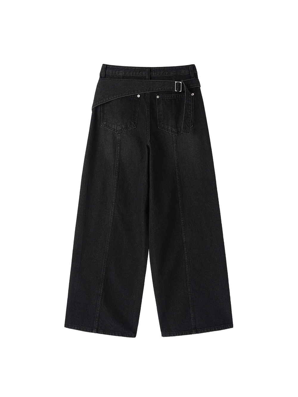 Back Buckle Wide Denim Pants