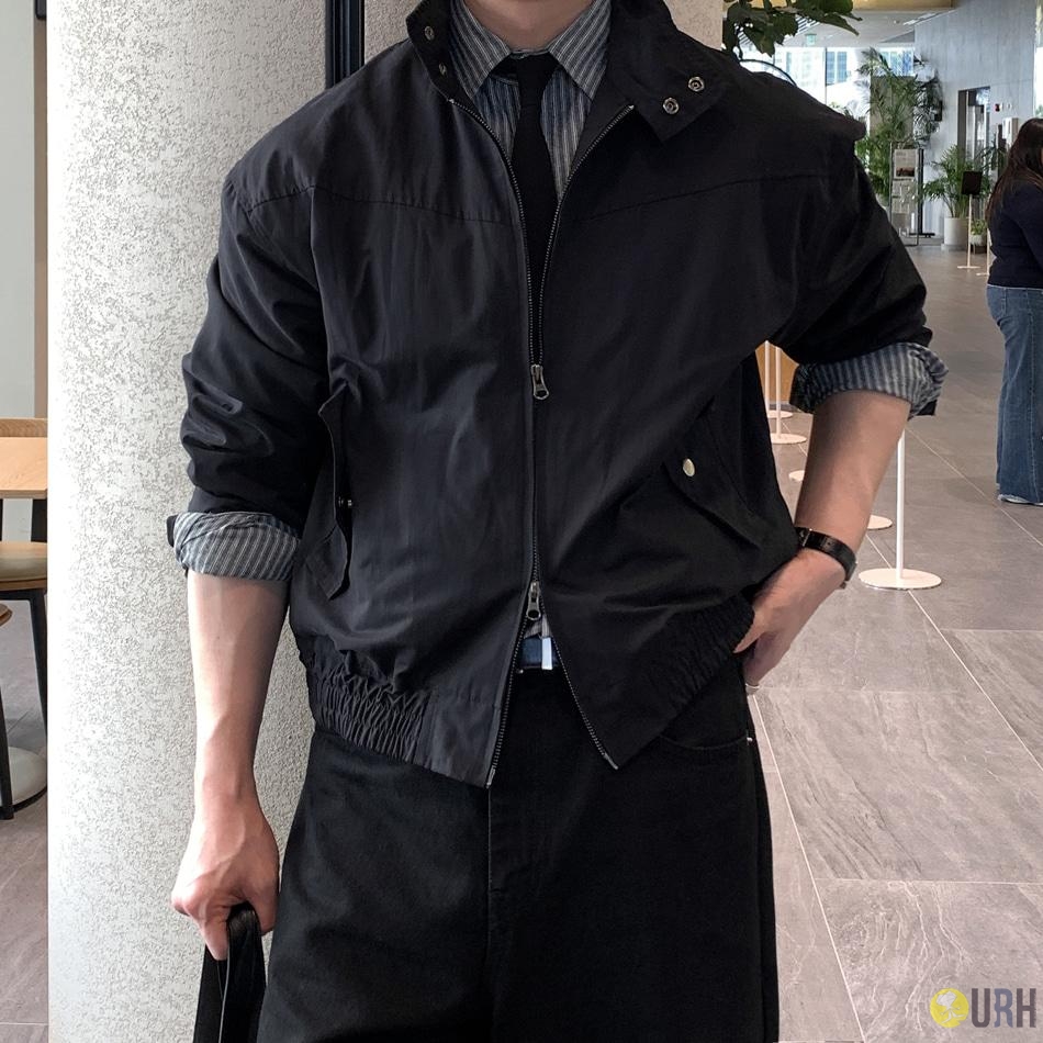 【100%保證韓國直送】簡約立領雙向拉鍊挺闊寬鬆哈靈頓外套 🧥 [3 color] RL114871