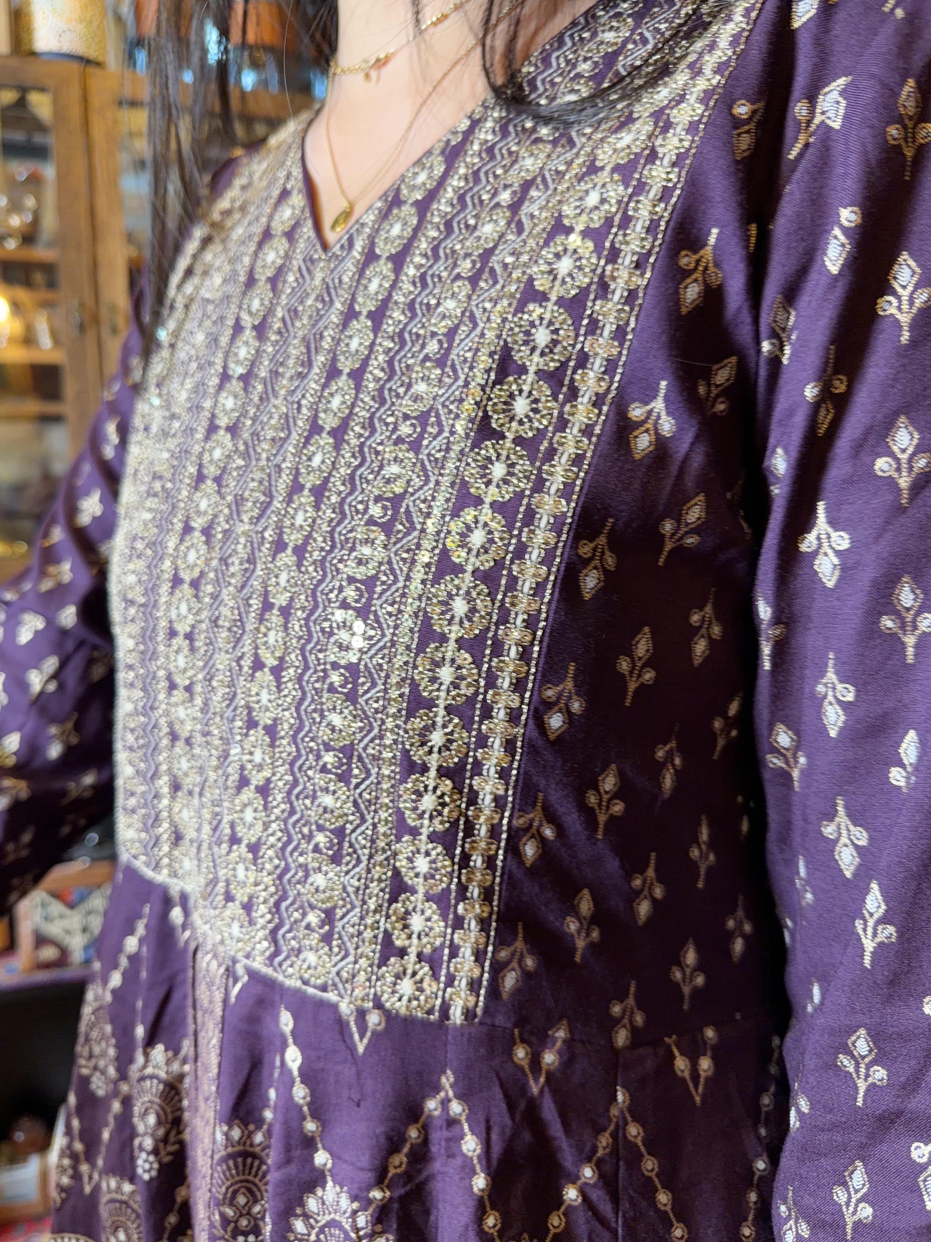 Dark Violet x Gold Print 2 Layer OP 48" #1135